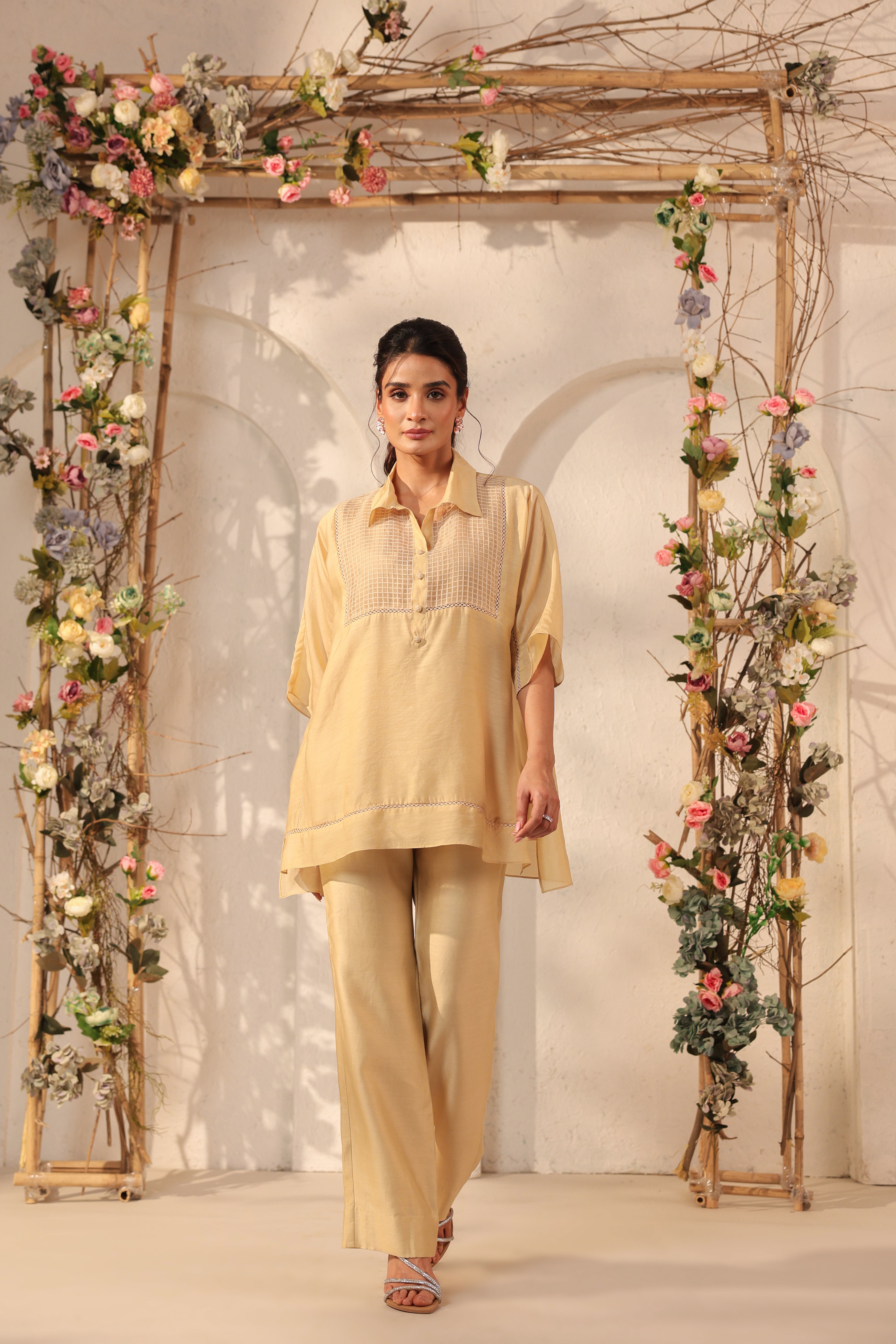 Vaayu Beige Collar Co-ord Set