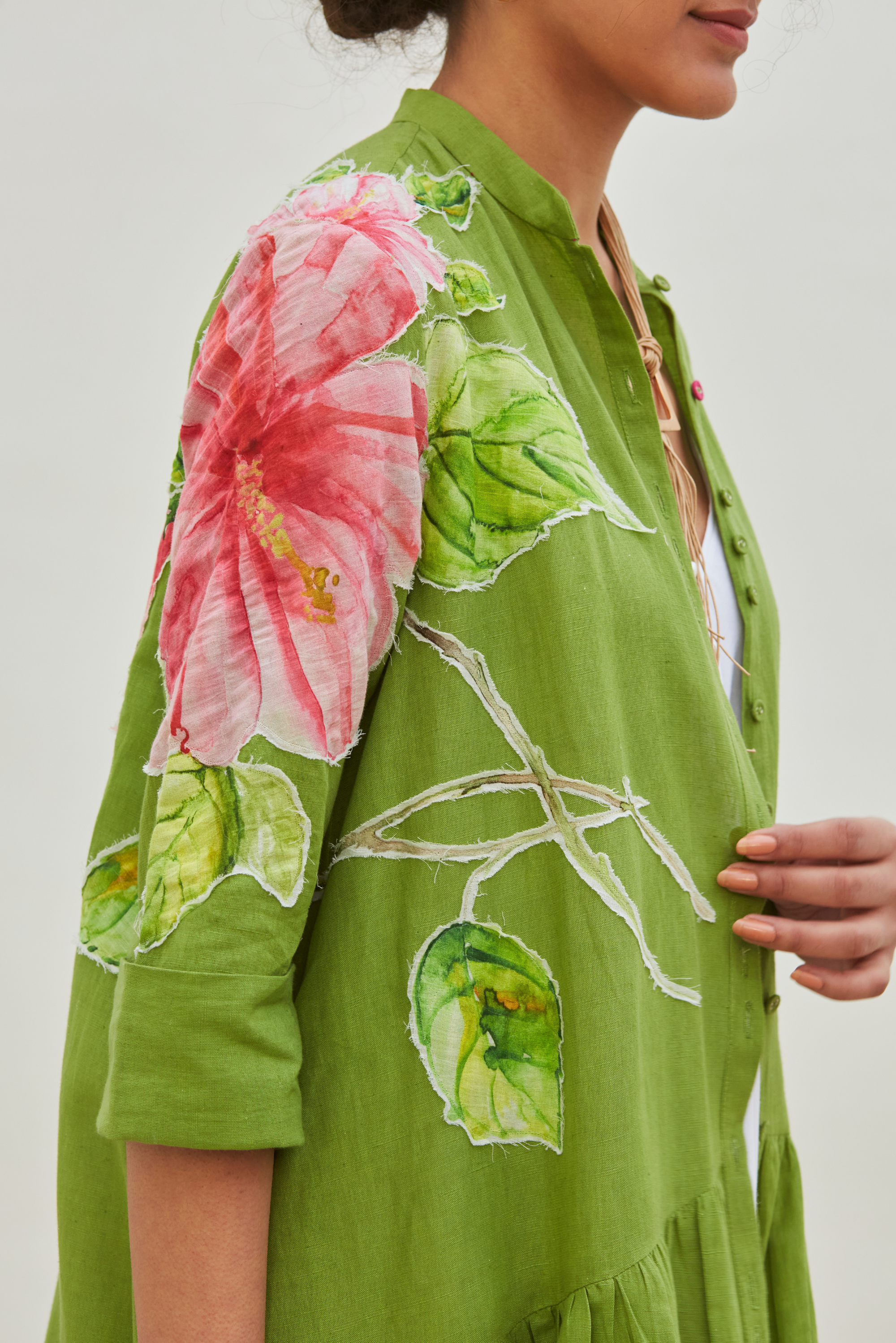 Printed Tiered Linen Jacket