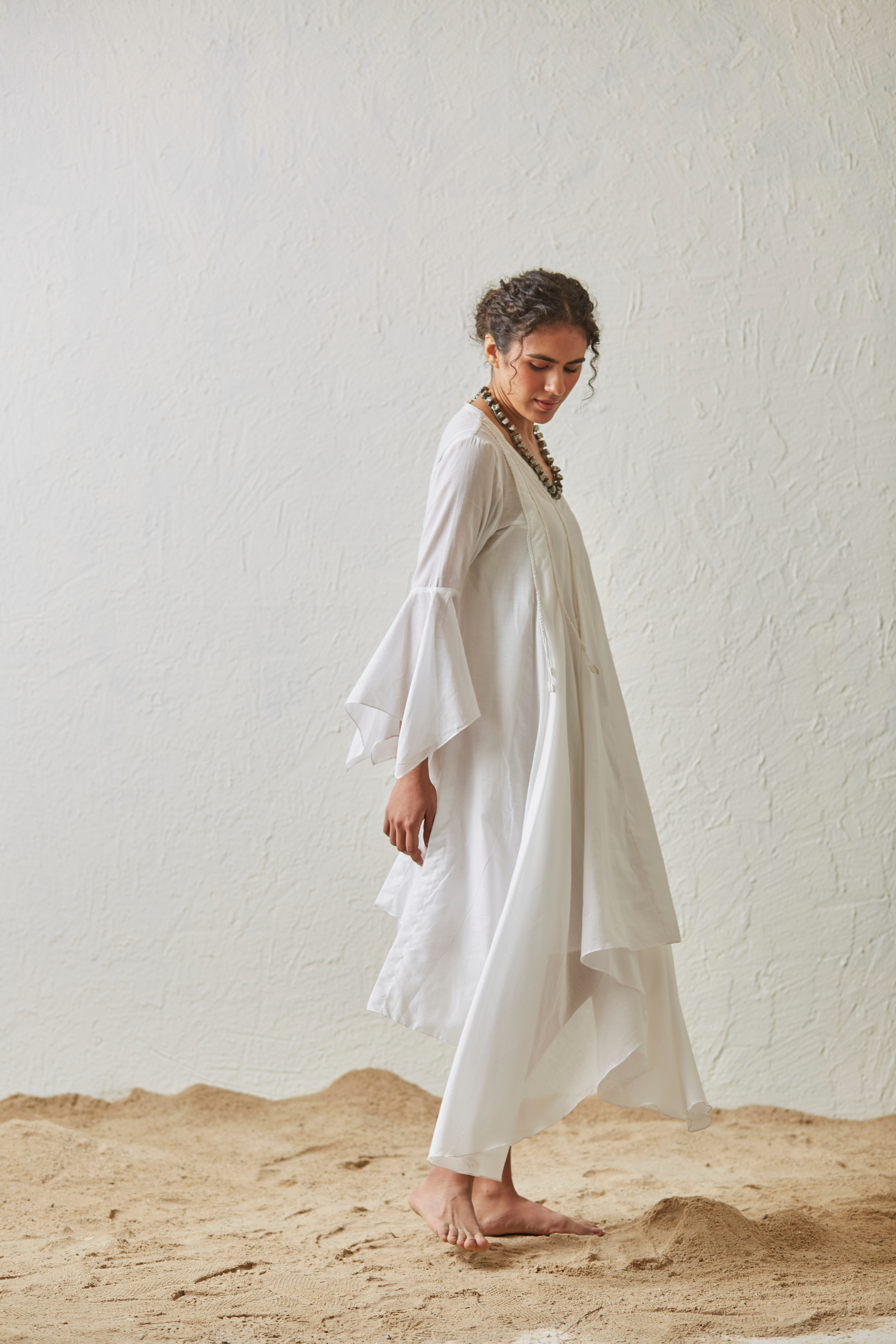 White  Asymmetric Cotton Dress