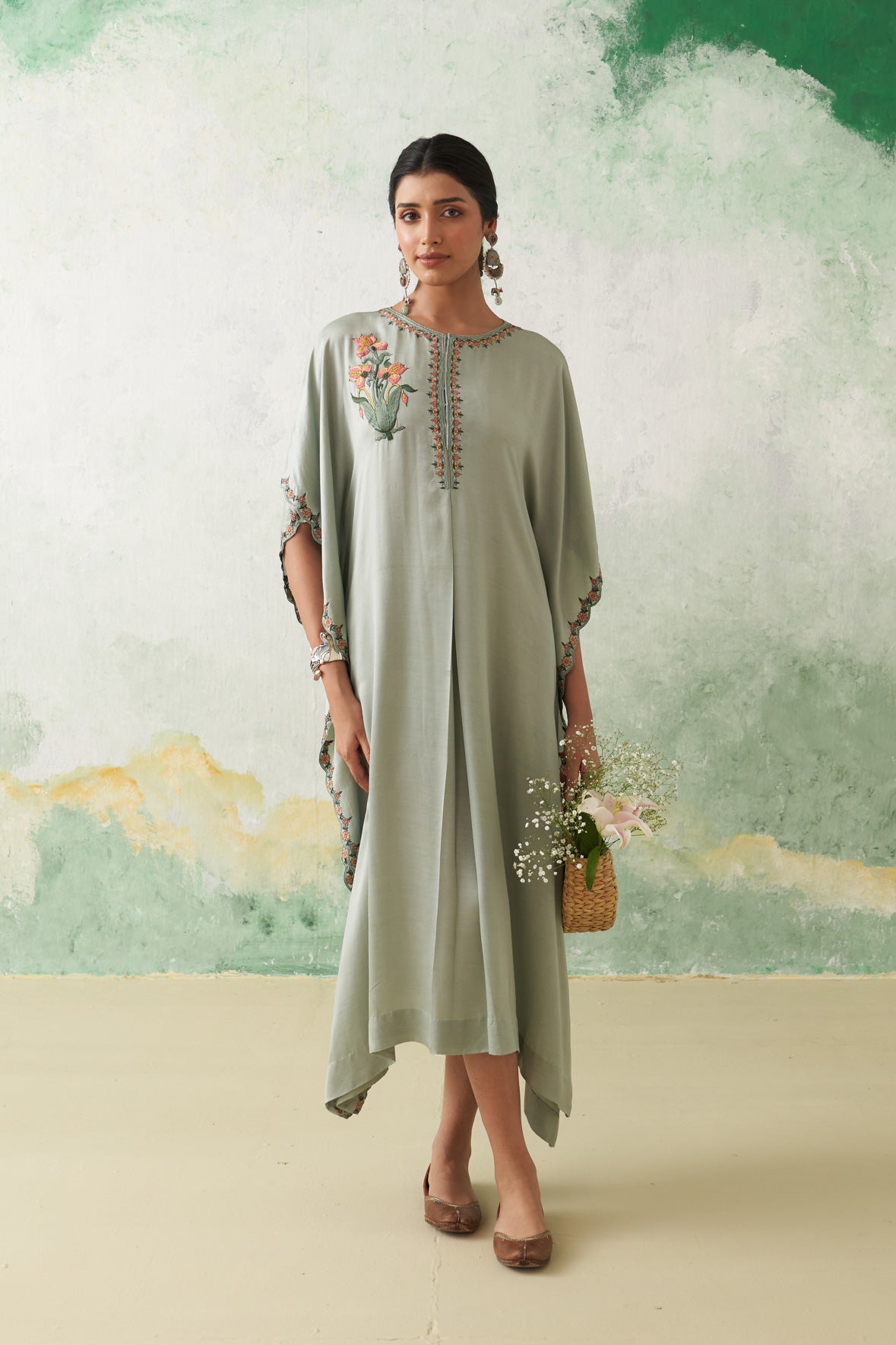 Satin Colorful Iris Petal Kaftan