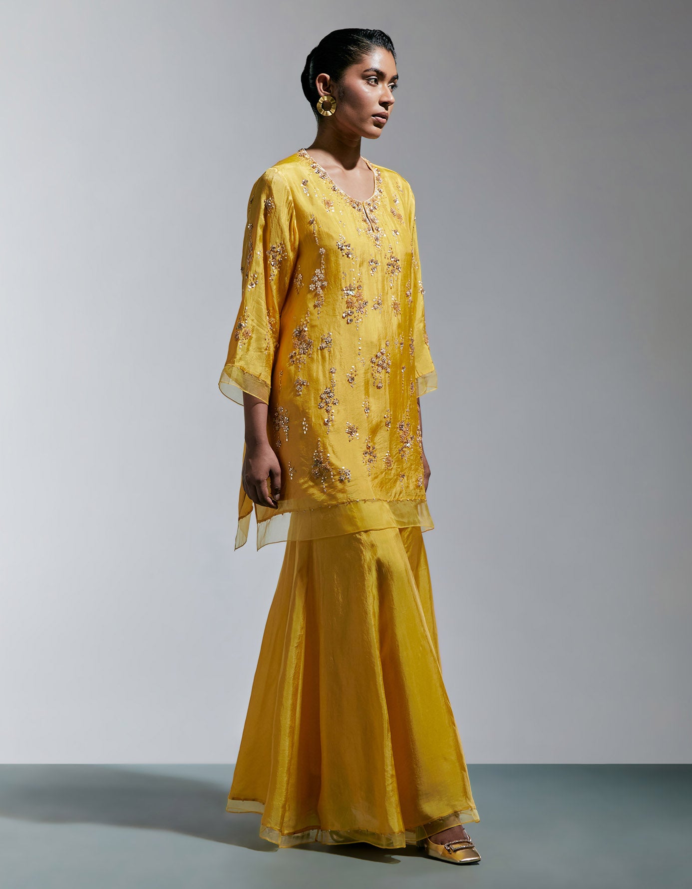 Amber Silk Sharara Set