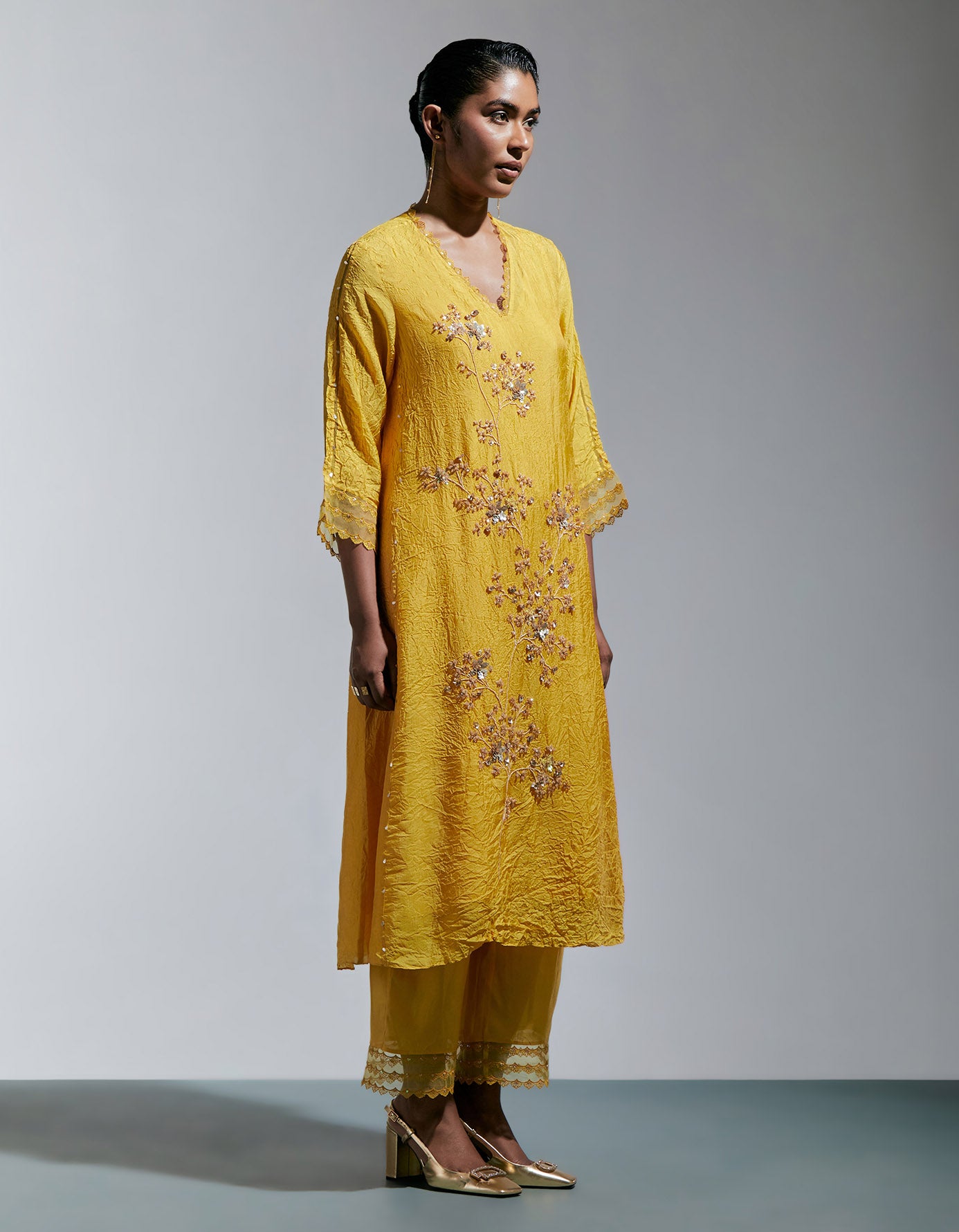 Amber Crushed Kurta Set