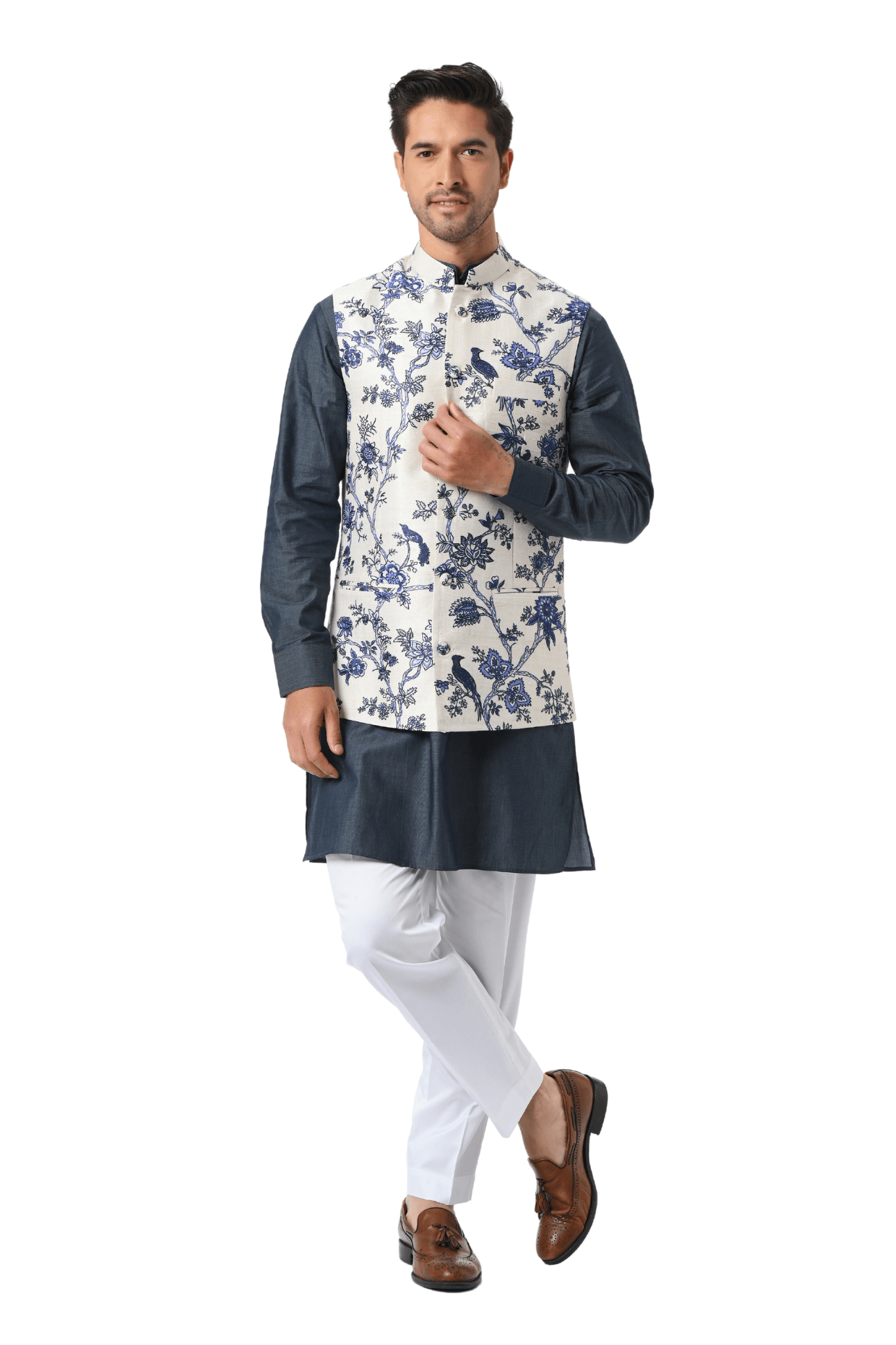 Grey Color Cotton Nehru Jacket 994MW05