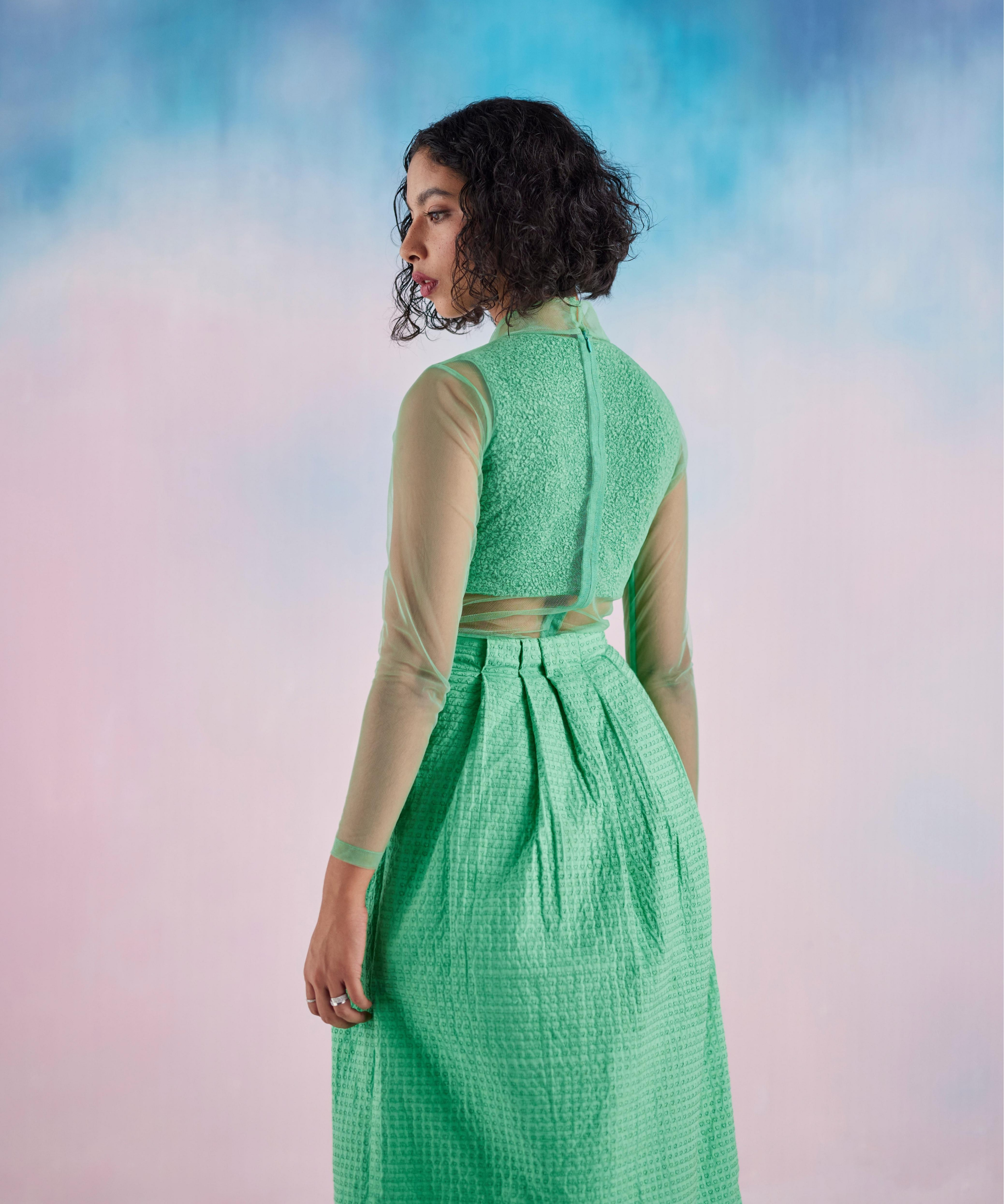 Green Apple Conti Heart Emb Skirt
