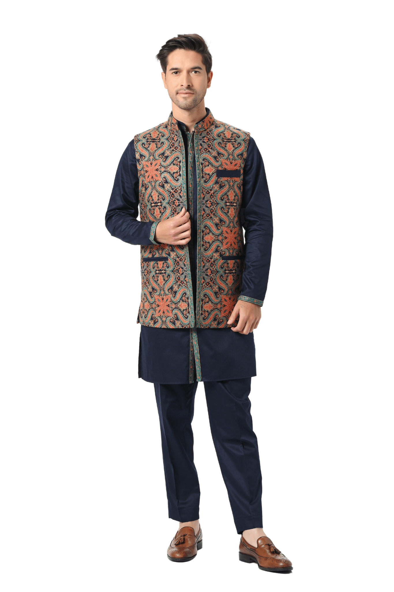 Kasmhiri Sozni Embroidered Open Bandi Jacket