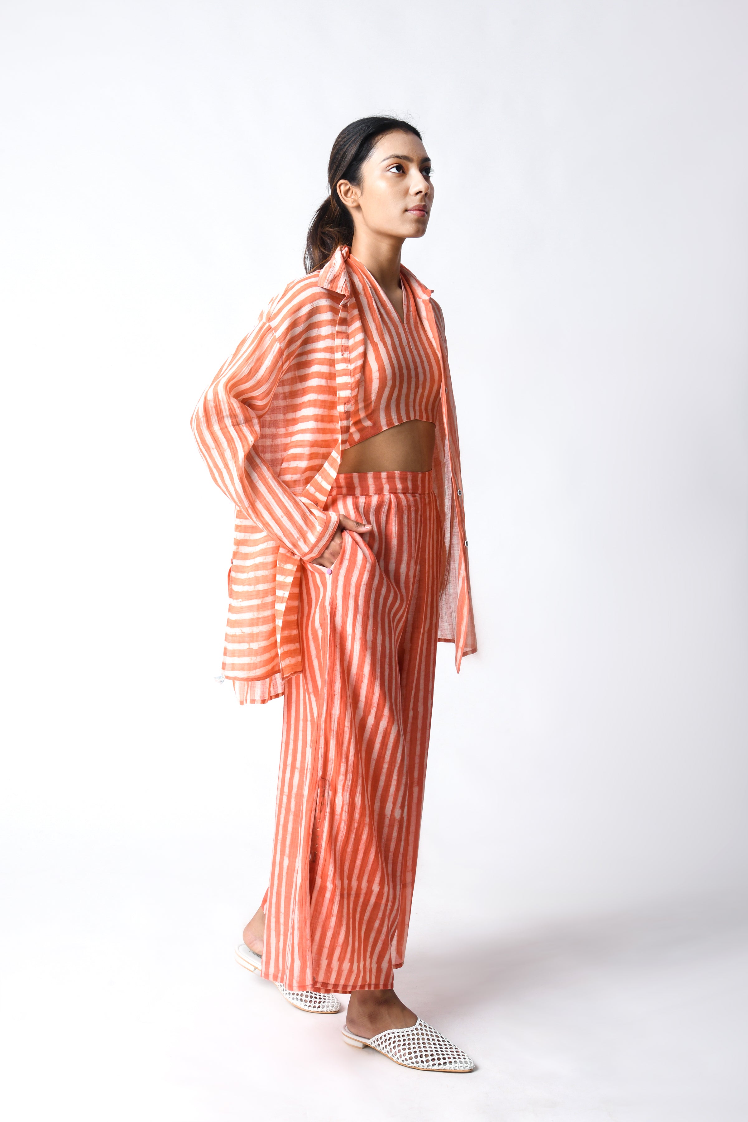 Coral Shirt Cord Set