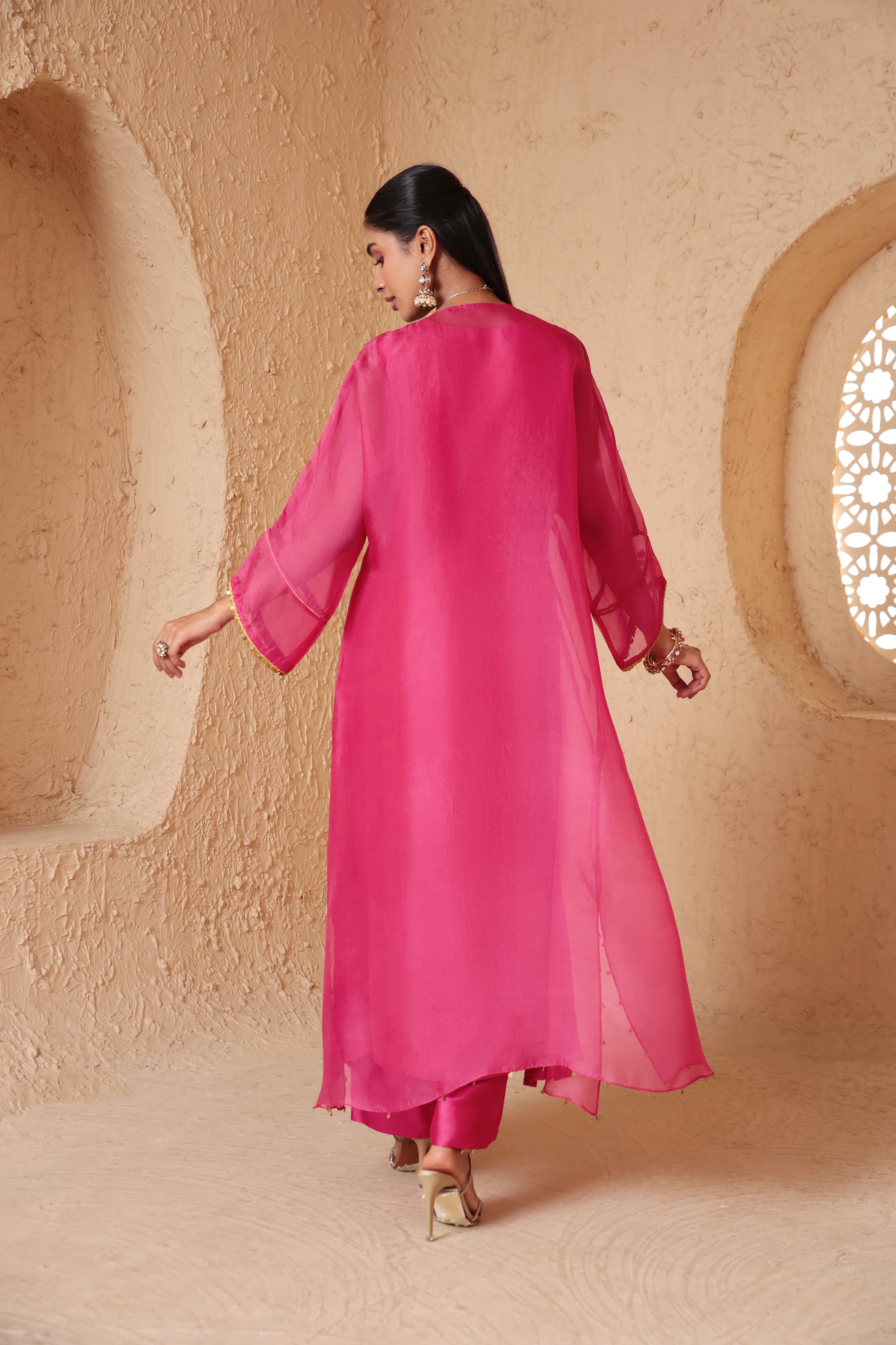 Mehrang Pink Kaftan Kurta Set