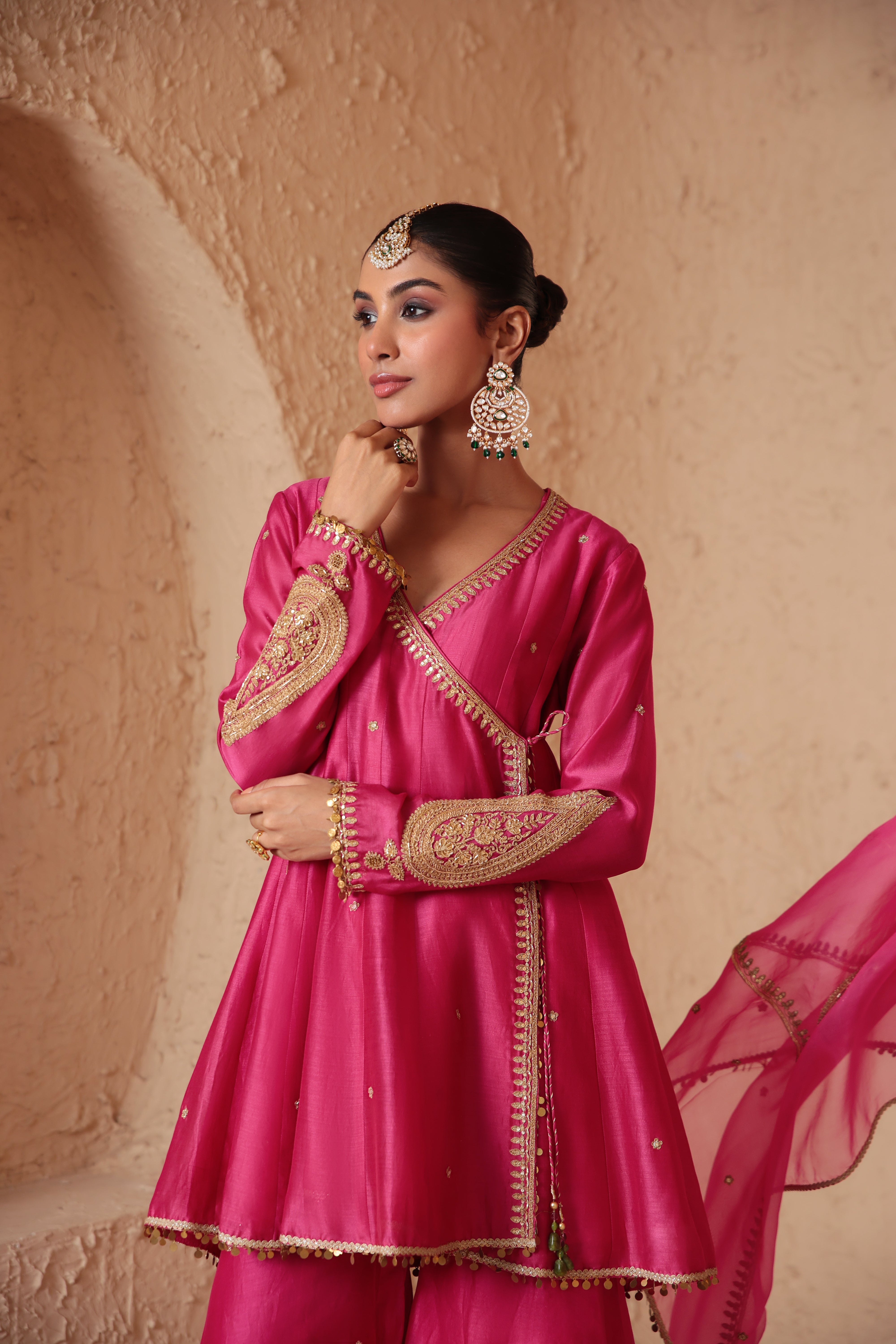 Mehrang Pink Angrakha Sharara Set
