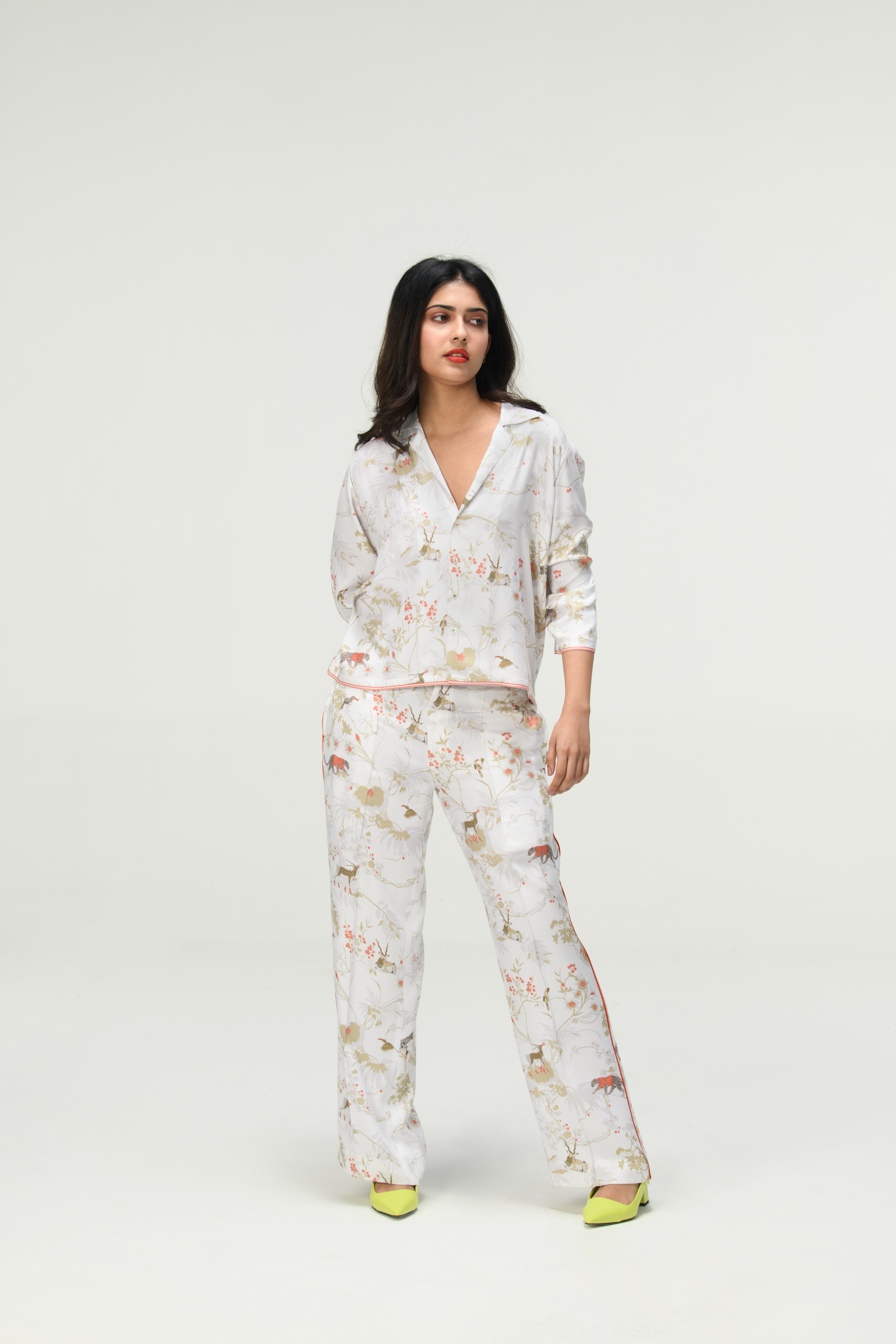Rainforest Pyjama Pant Ivory Cotton Silk Twill