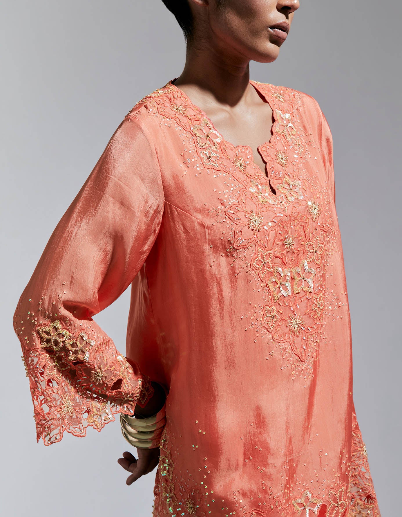 Vermillion Silk Sharara Set