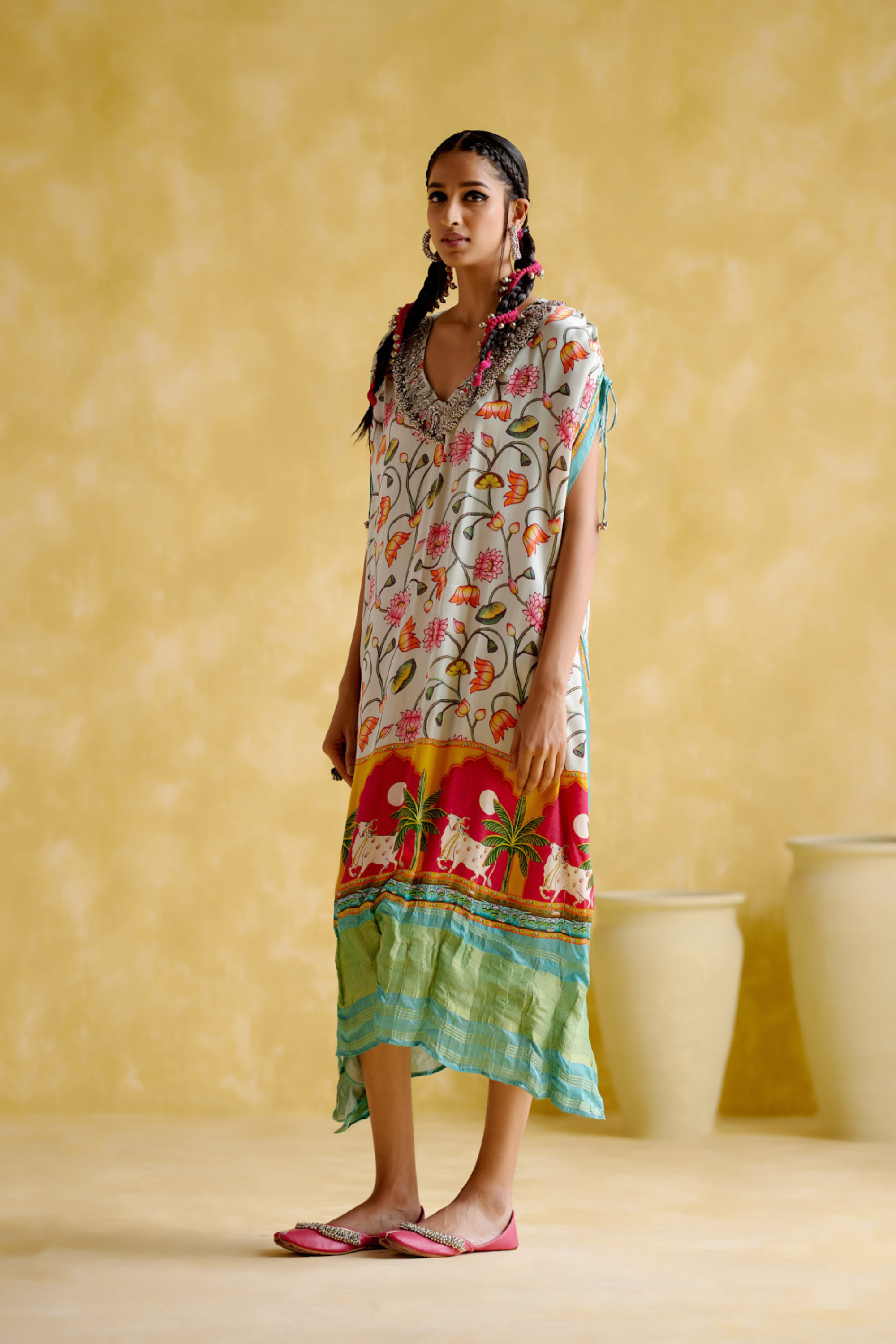 Linus- turquoise printed kaftan