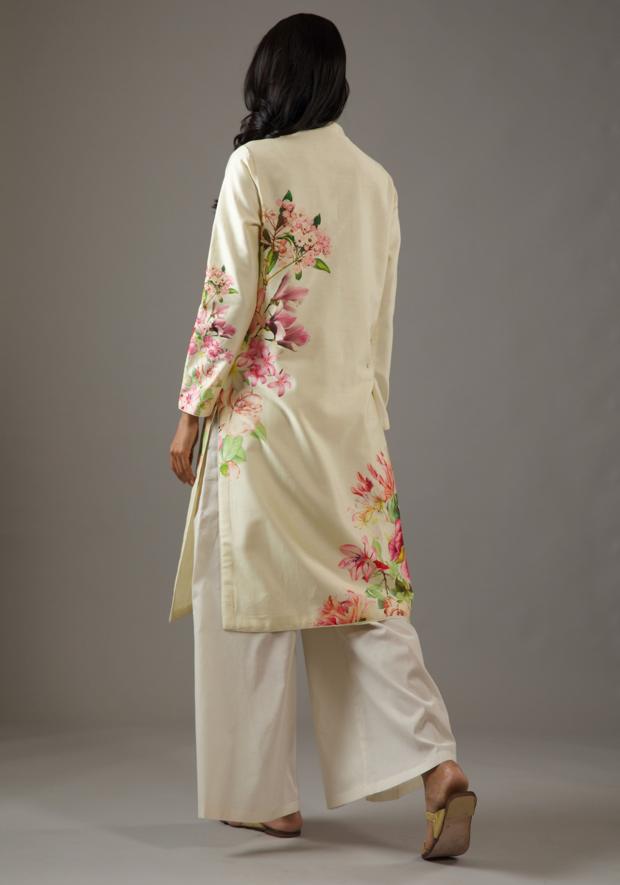 Chanderi Silk Placement Printed Tunic Set