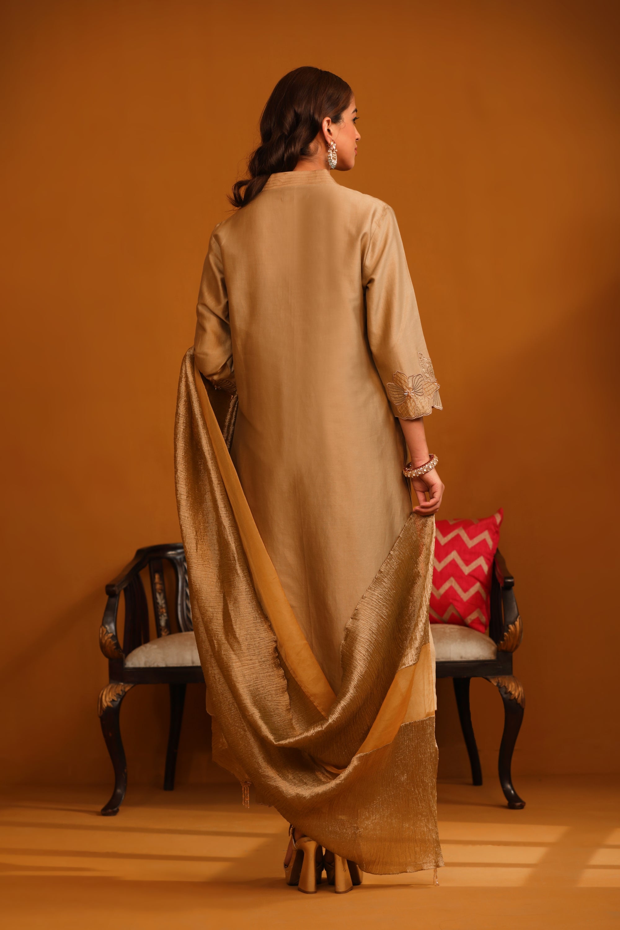 Pakeeza Applique Suit Set - Camel