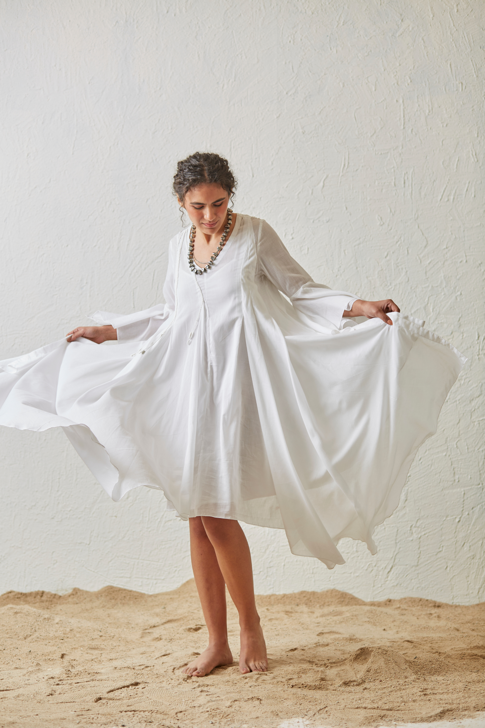 White  Asymmetric Cotton Dress