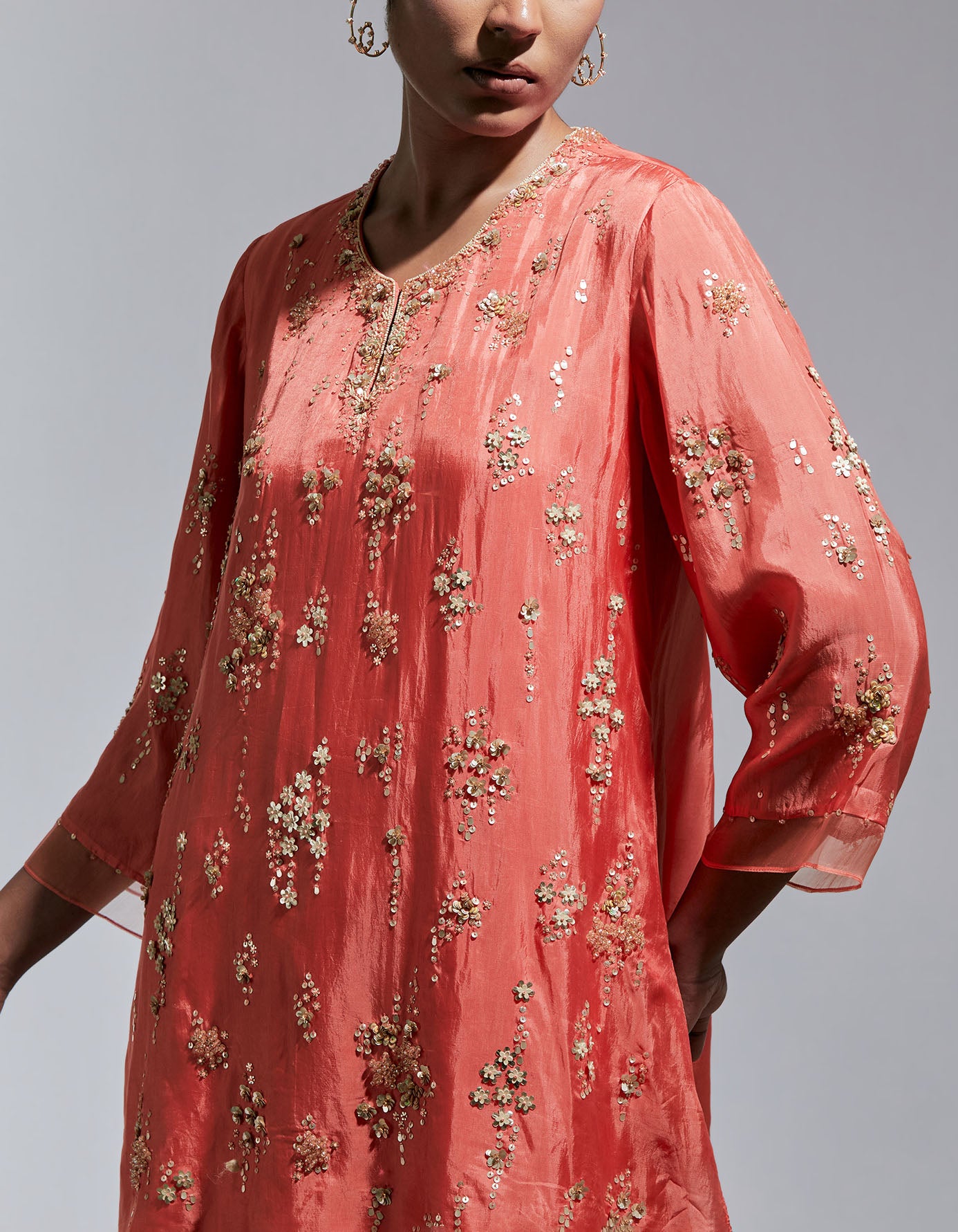Vermillion Silk Sharara Set