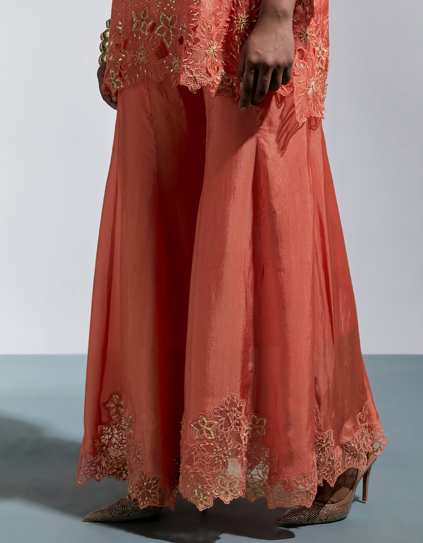 Vermillion Silk Sharara Set