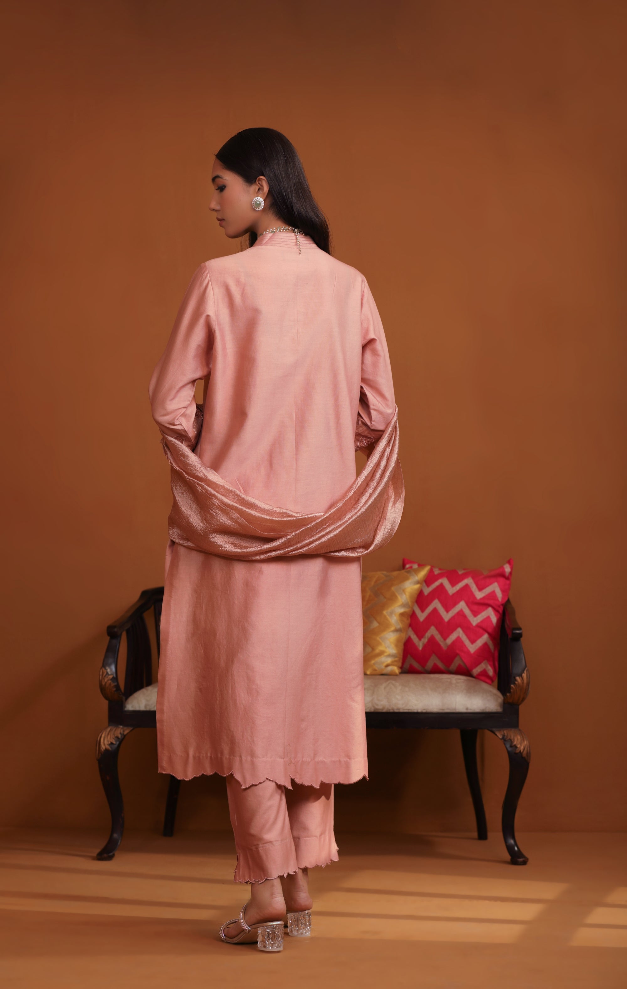 Pakeeza Applique Suit Set - Nude Pink