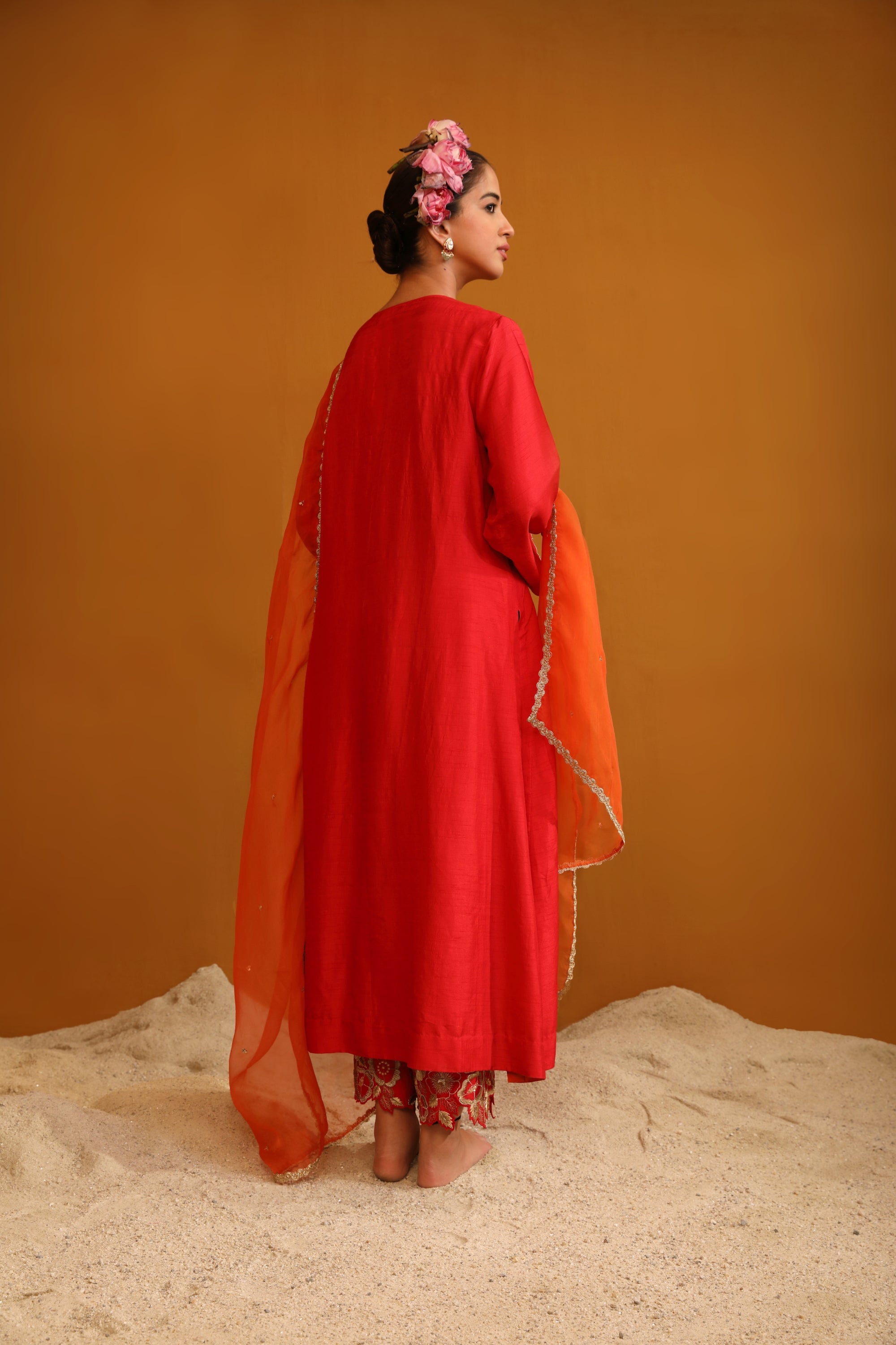 Naaz Kurta Set - Deep Red