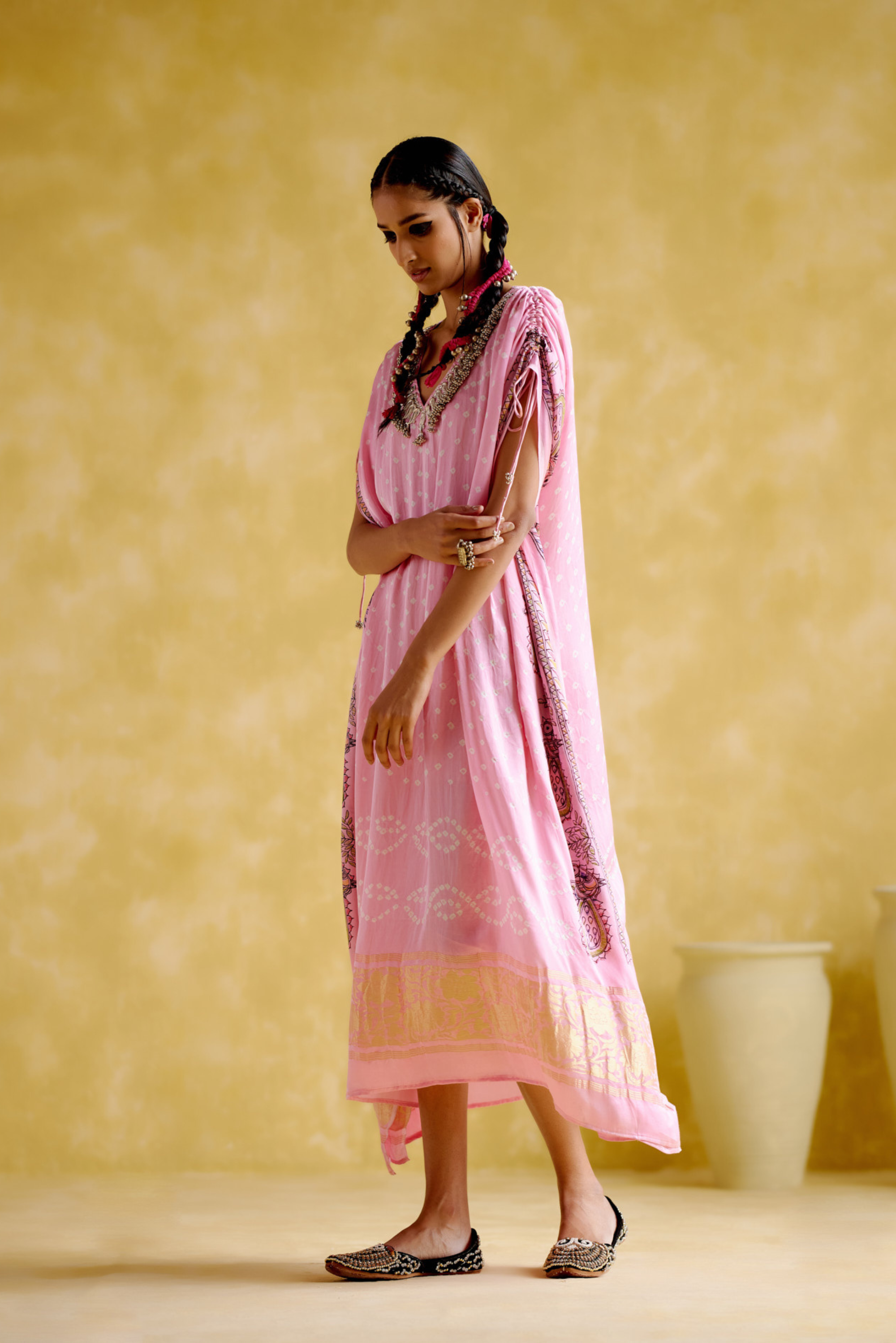 Anuradha -Kalamkari Pink Kaftan
