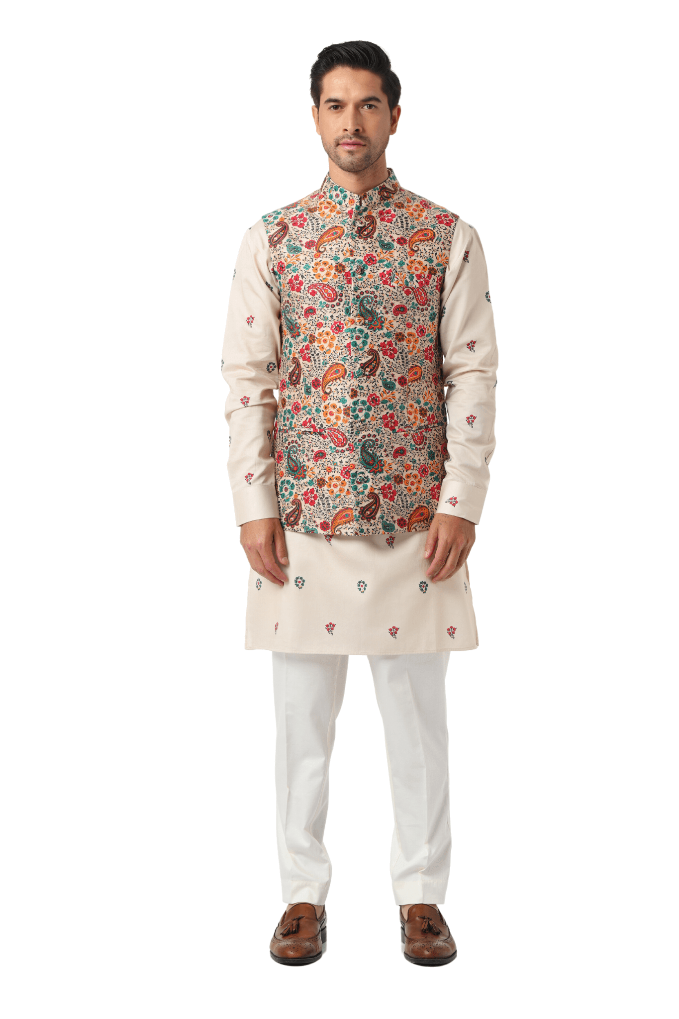 Classic Paisley Kalamkari Silk Nehru Jacket Classic Paisley Kalamkari Silk Nehru Jacket