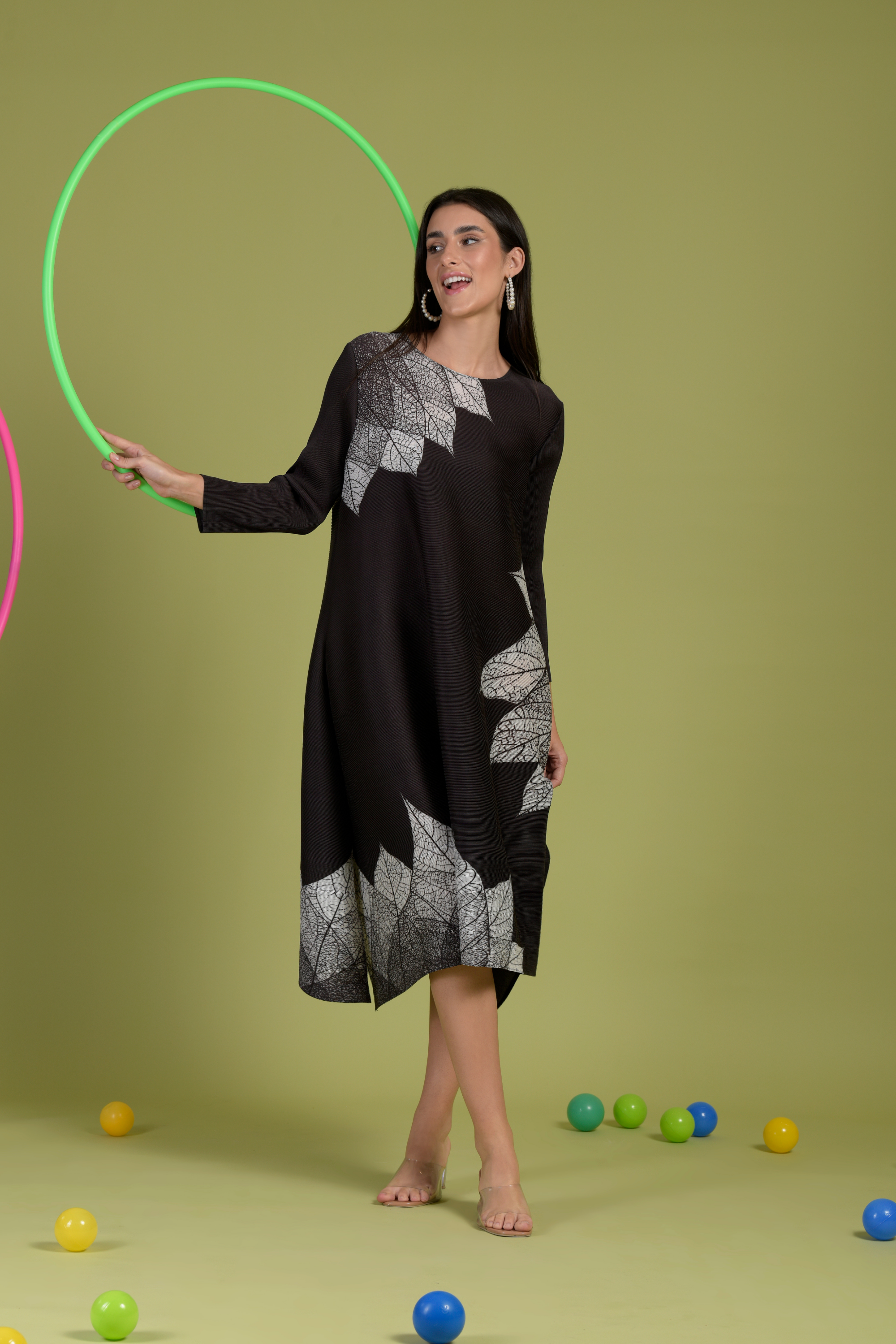 Alissa Abstract Geomectrical Dress - Black