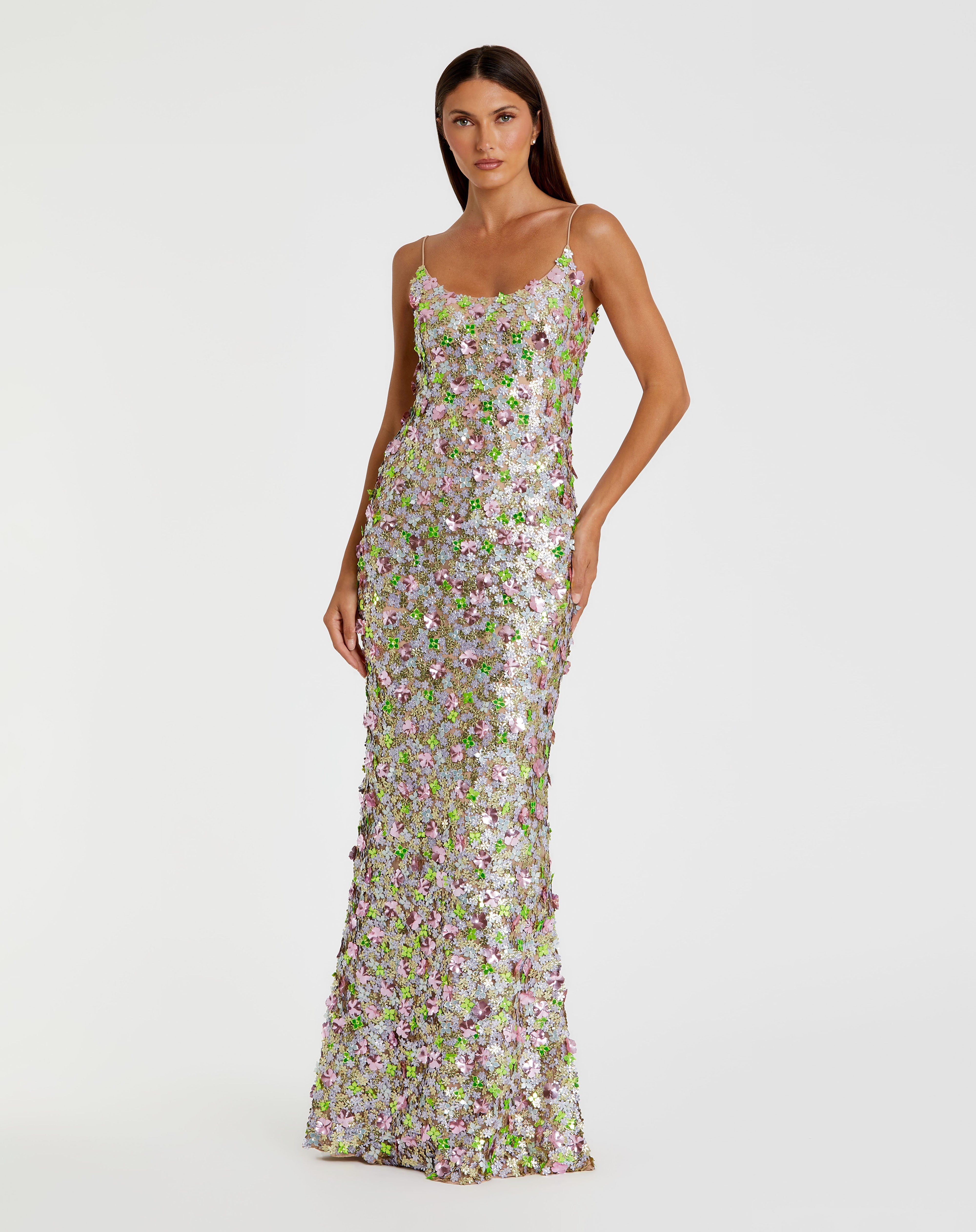 Sleevless Floral Gown