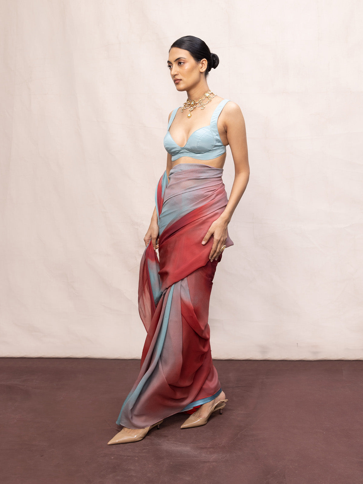 Multicolour Chiffon Digital Print Saree