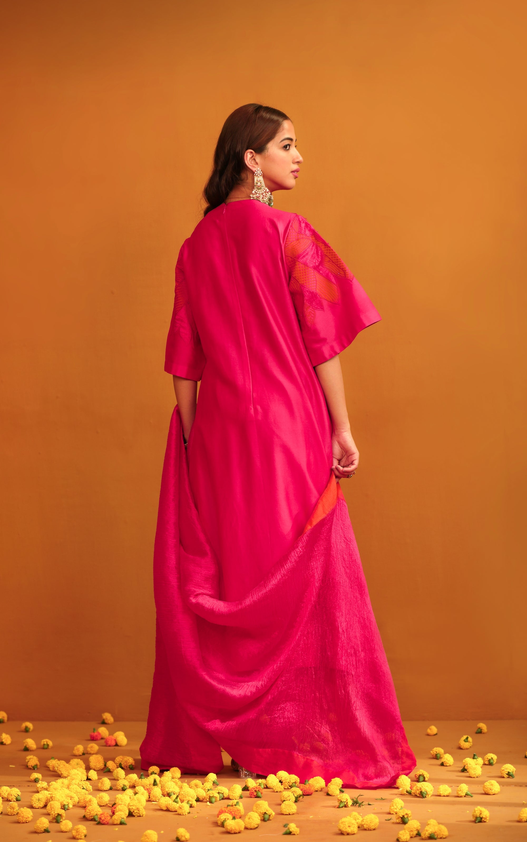Jasmine Applique Suit Set - Hot Pink