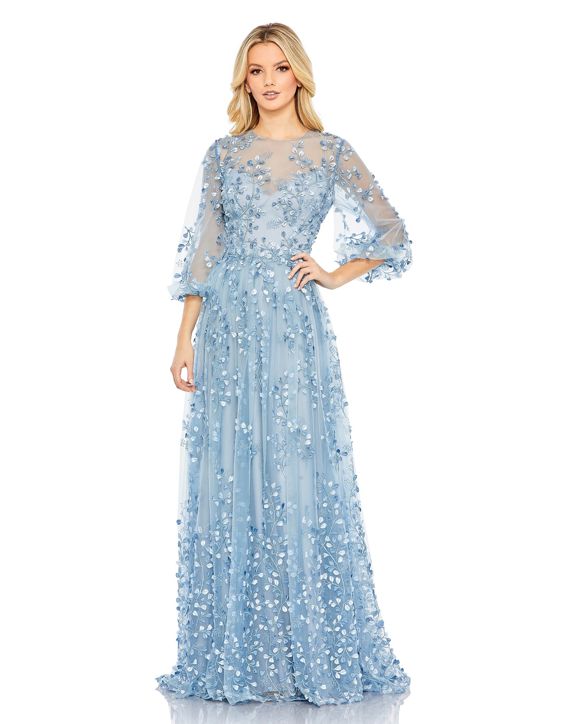 Ice Blue Flared Gown