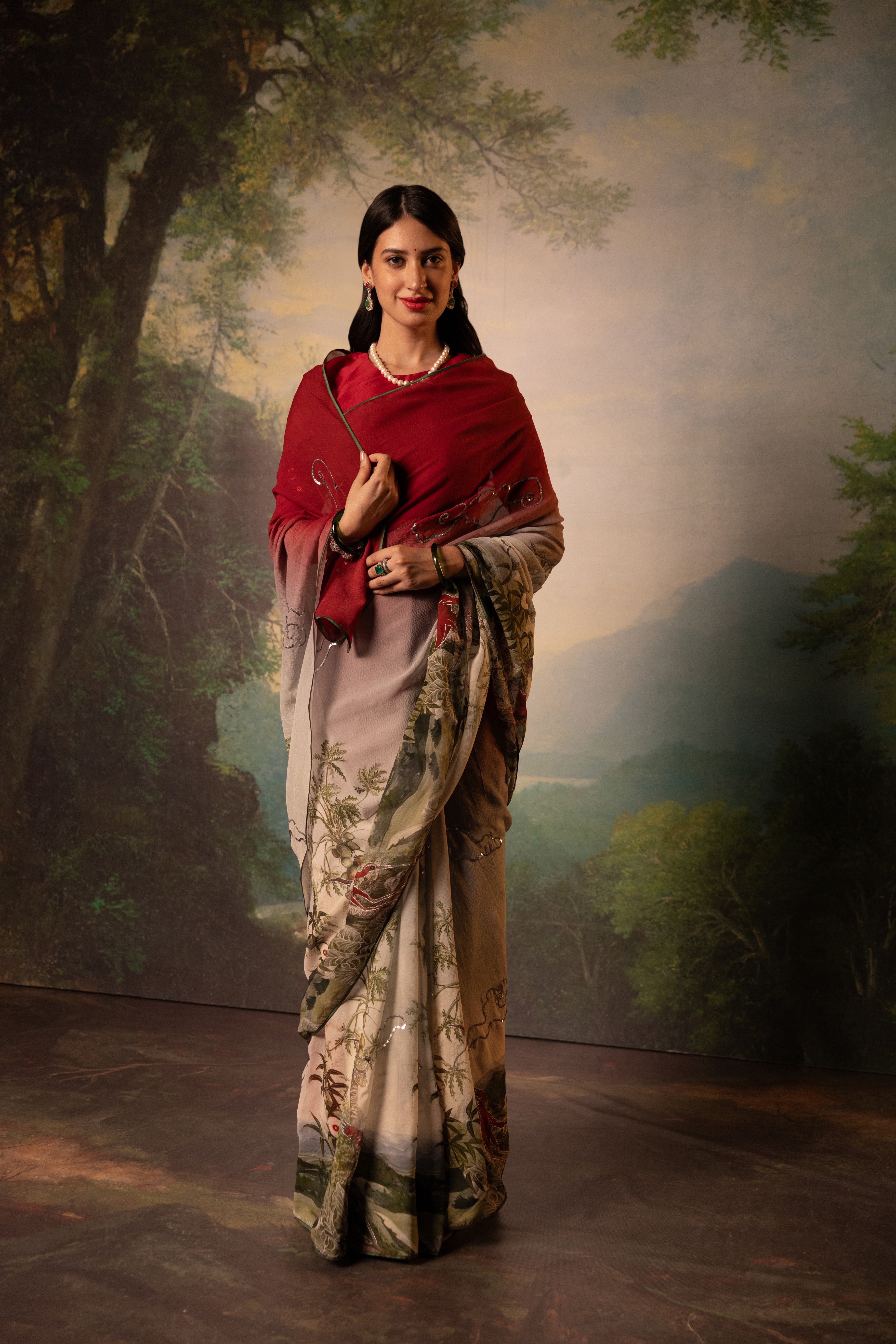 Amelie Printed French Chiffon Saree