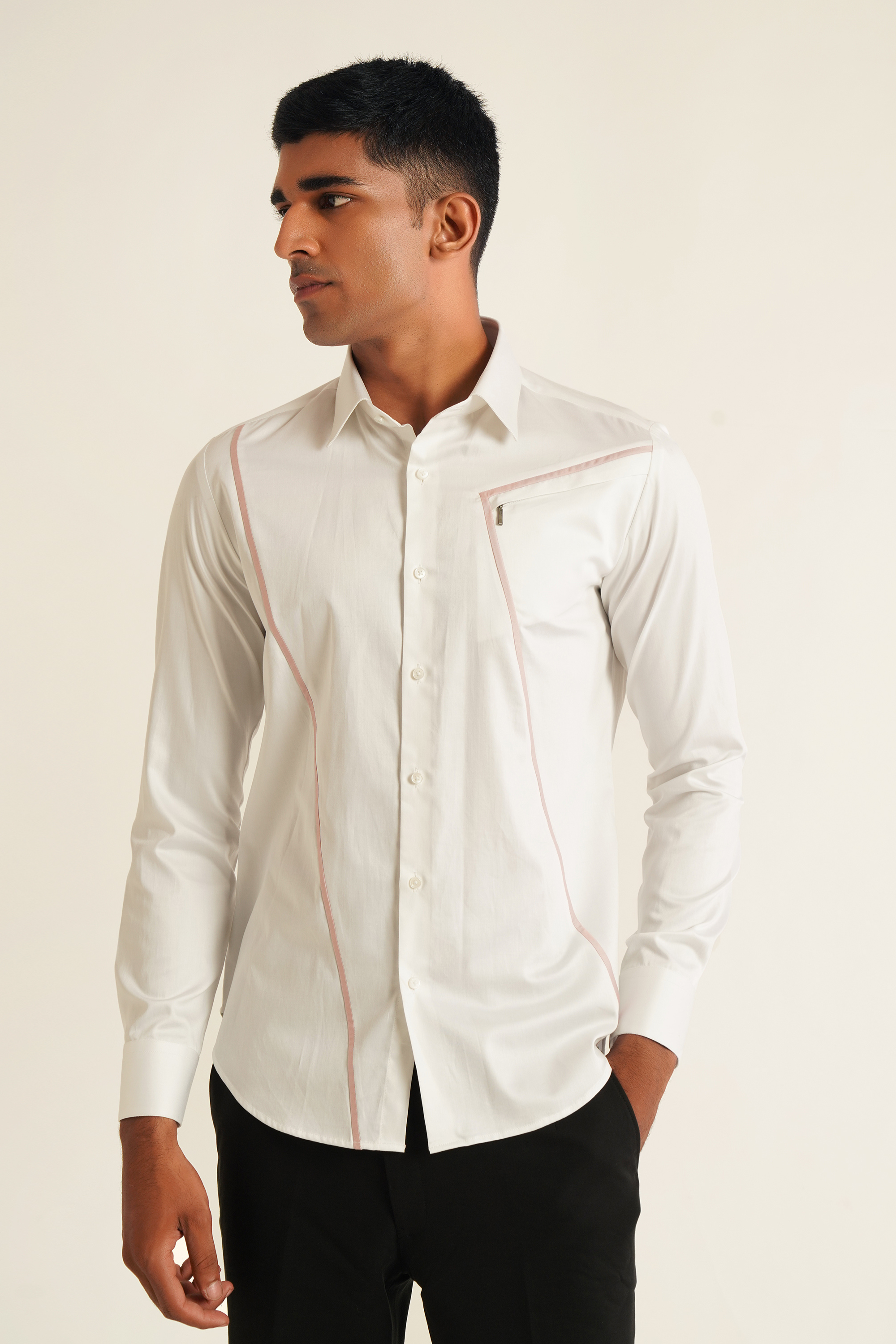 Zipper detailed Button down shirt