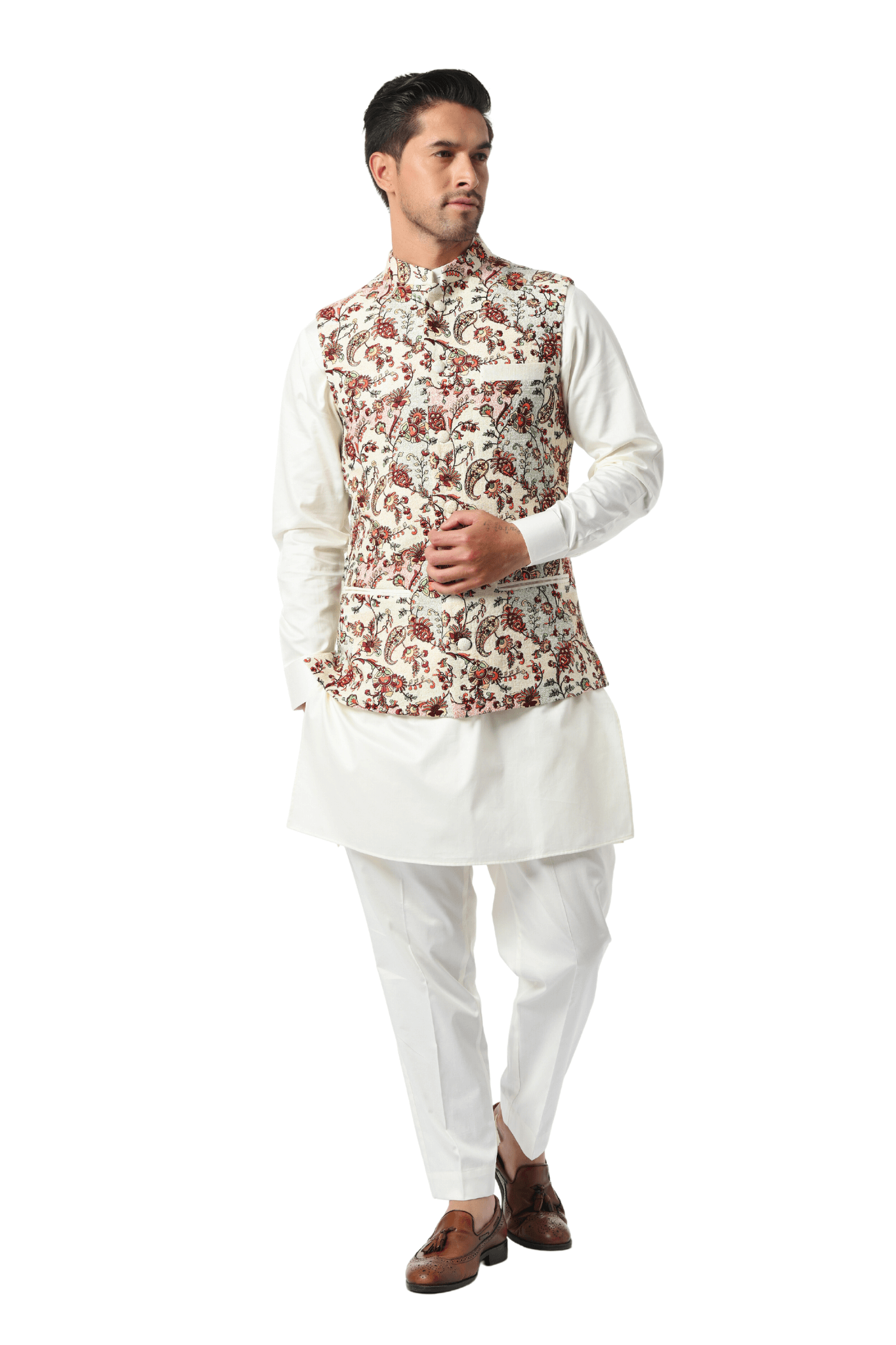 white kashmiri long jacket | Kashmir Market