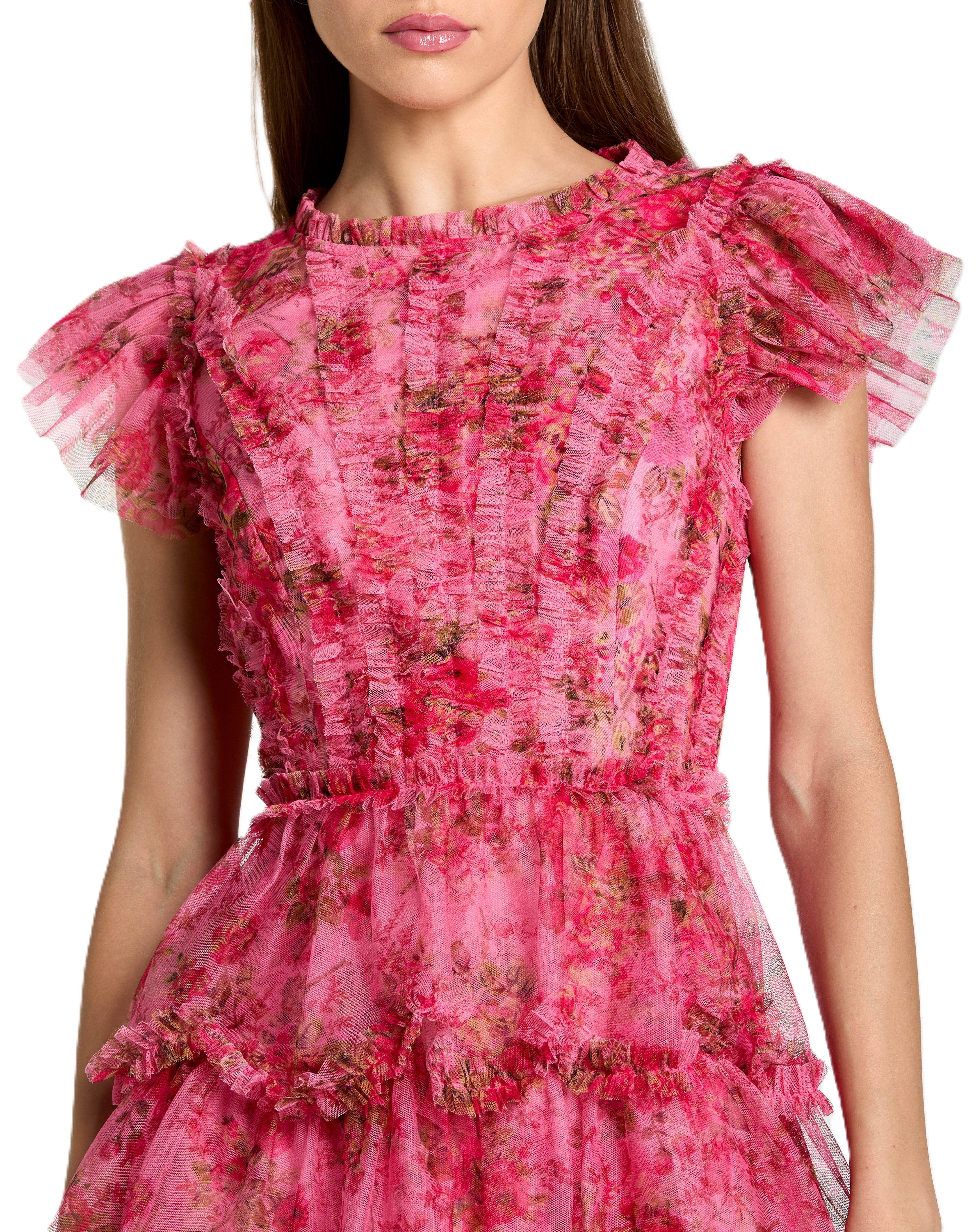 Pink Ruffle Mini Dress