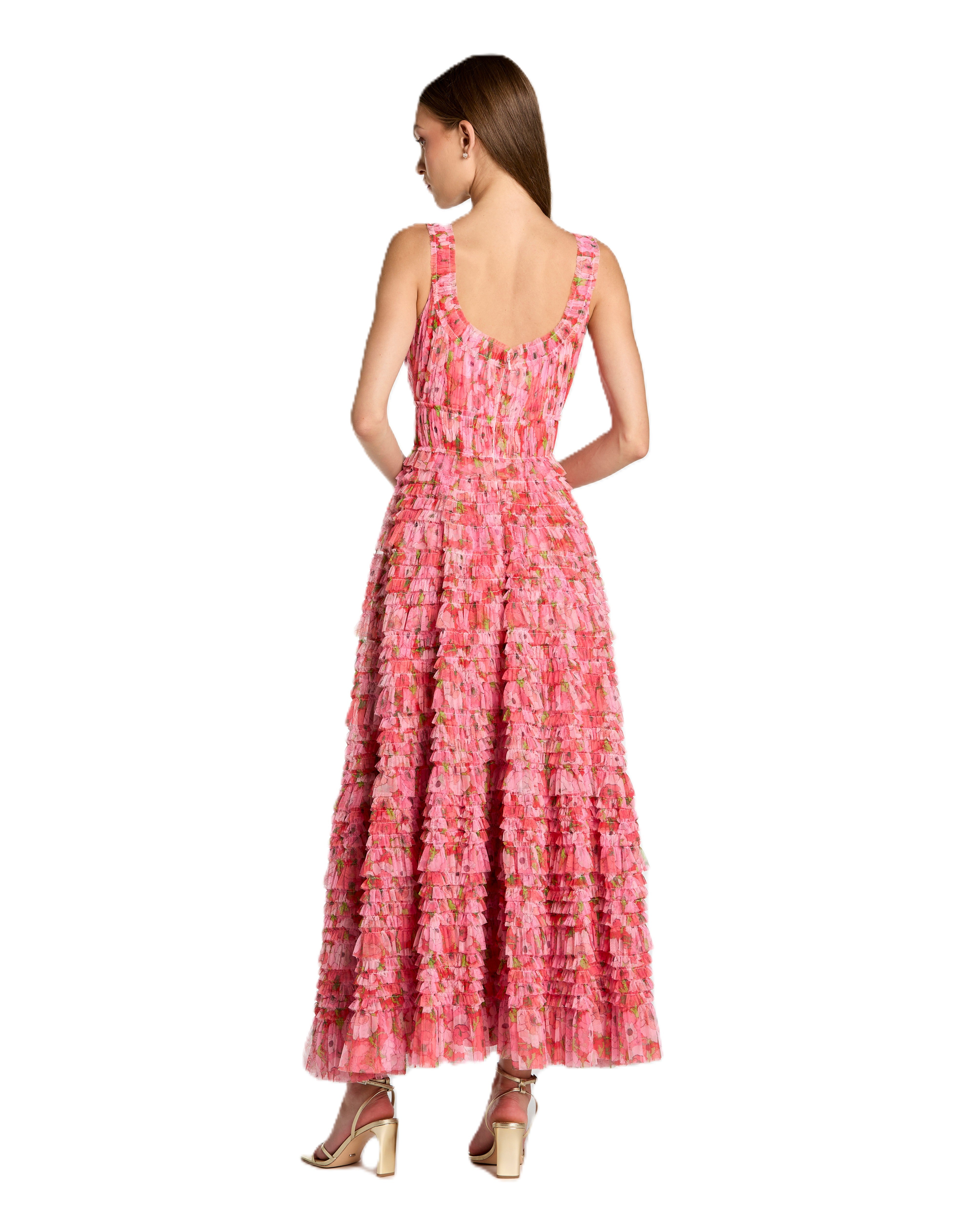 Pink Ruffel Long Dress