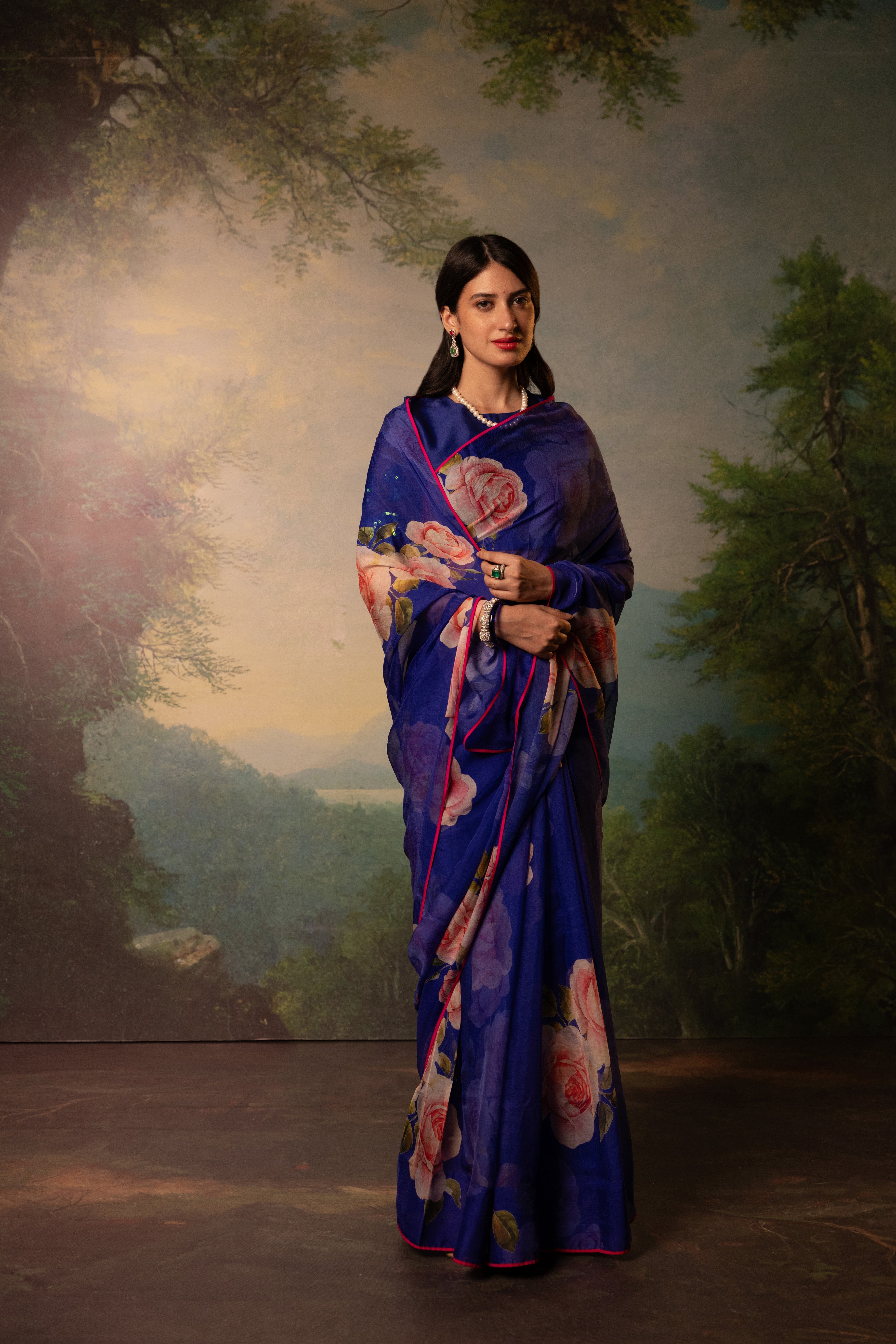 Ophelia Printed French Chiffon Saree