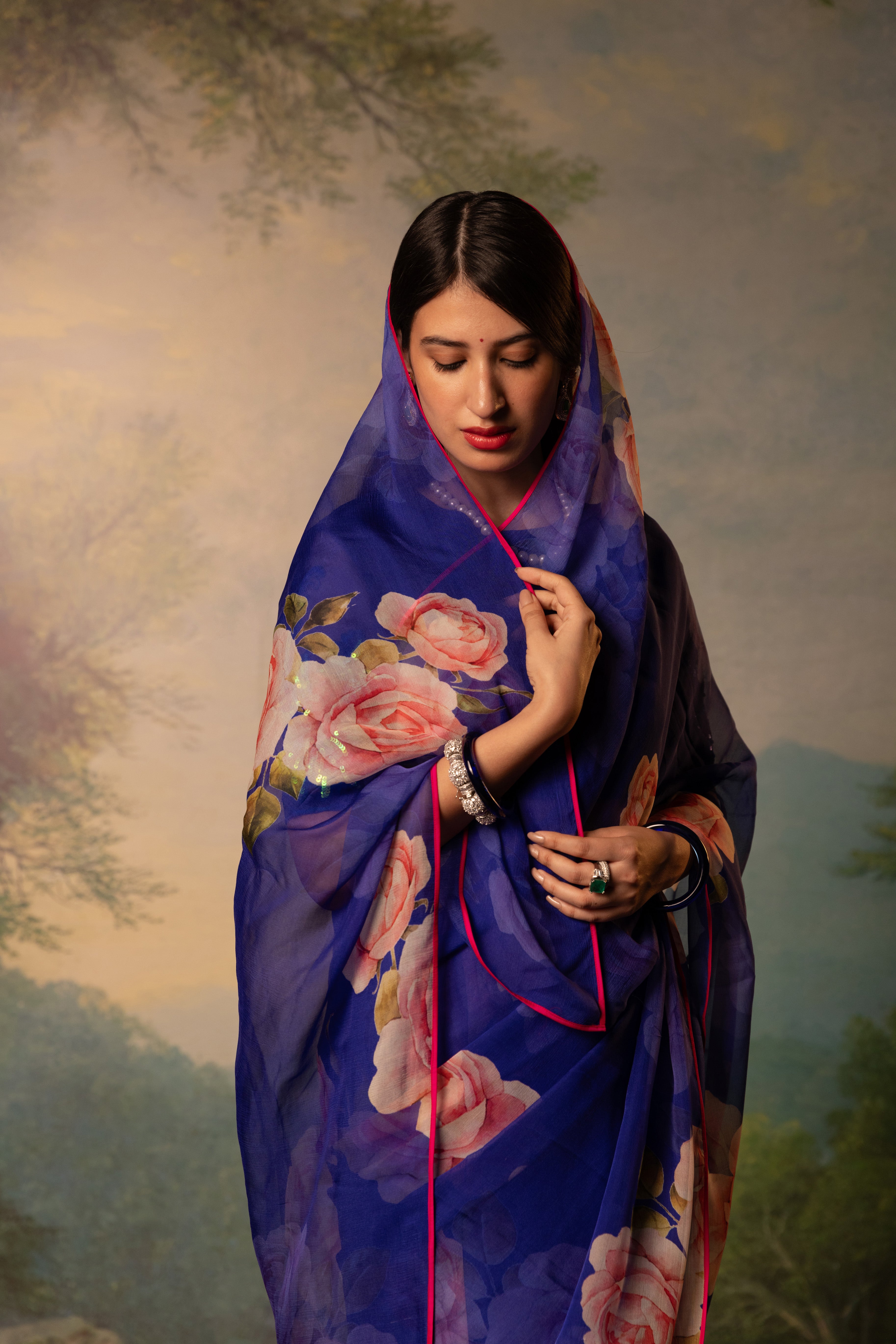 Ophelia Printed French Chiffon Saree