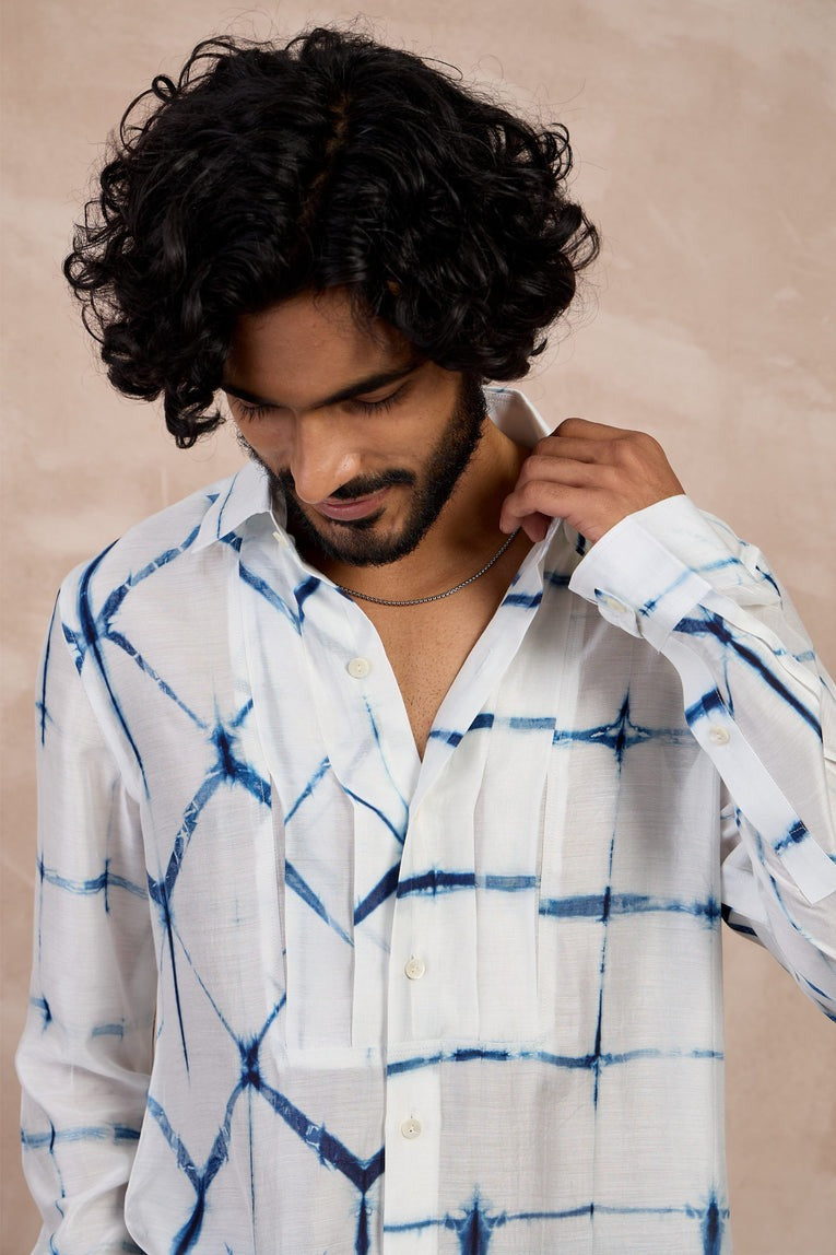 Bamboo Silk  Yoke Pleated Shirt