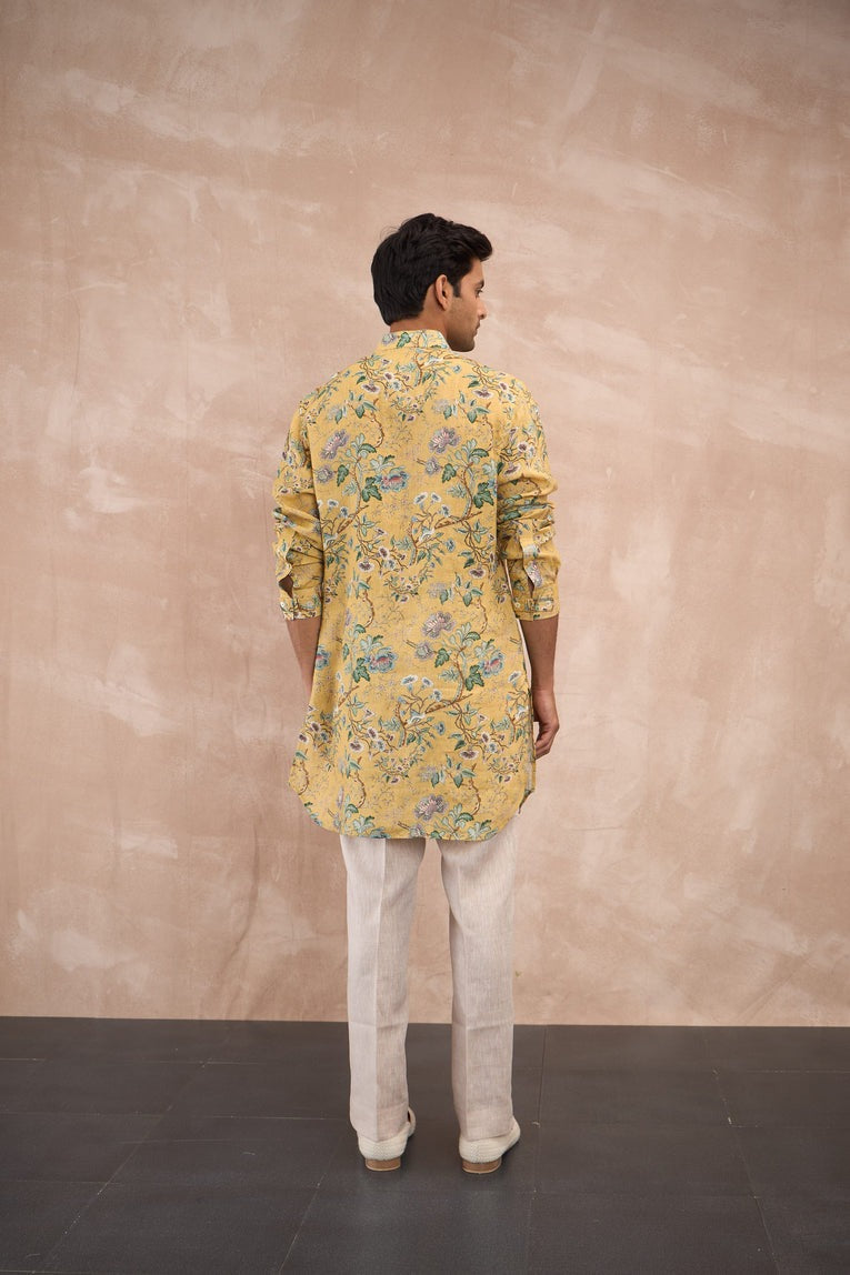 Mustard Big Flower Kurta Set