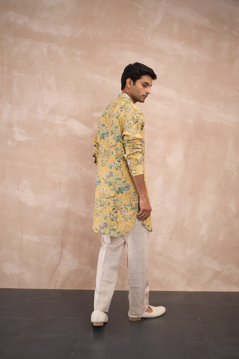 Mustard Big Flower Kurta Set