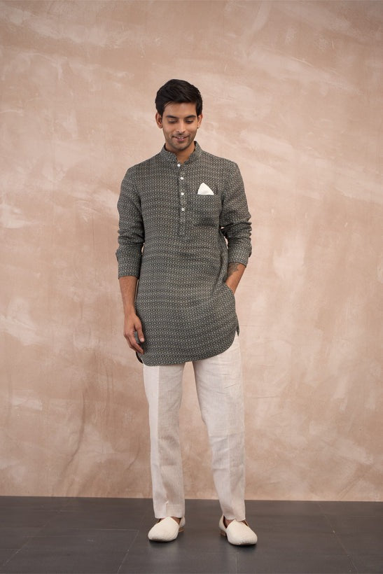 Olive Honeycomb Kurta Set