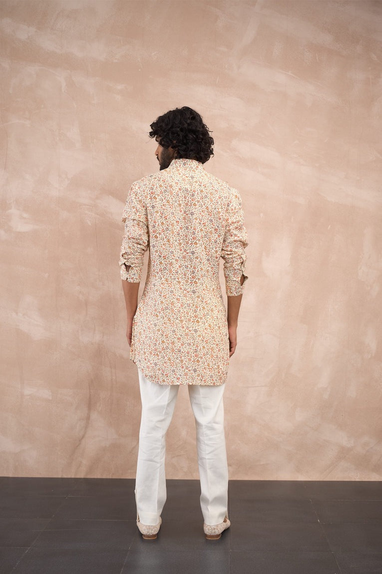 Off White Delicate Flowers Kurta Set