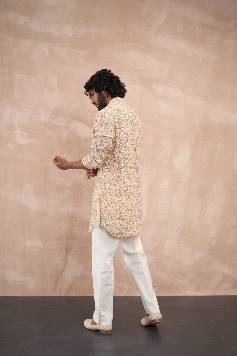 Off White Delicate Flowers Kurta Set