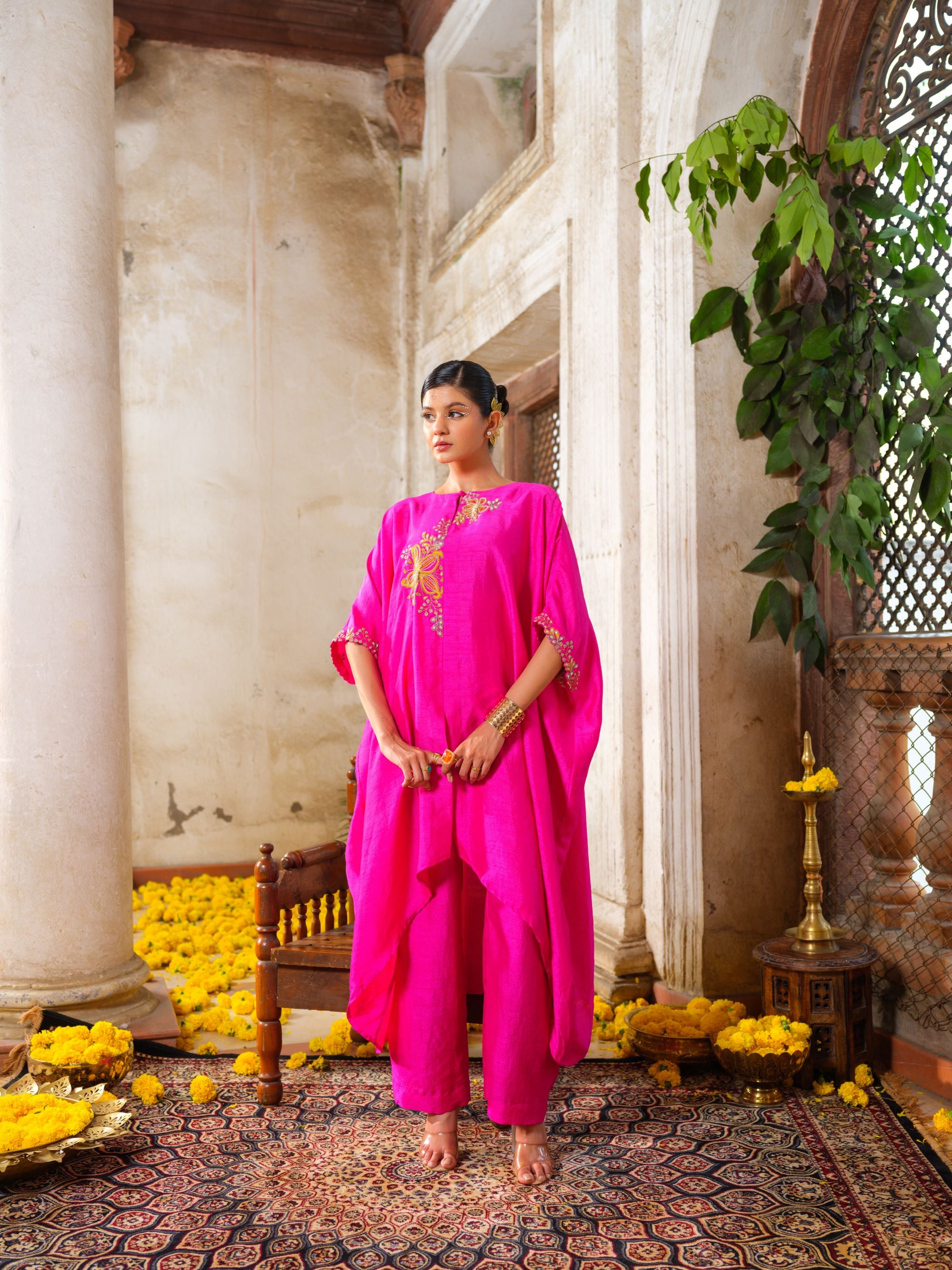 Hot Pink Kaftan Tunic Set