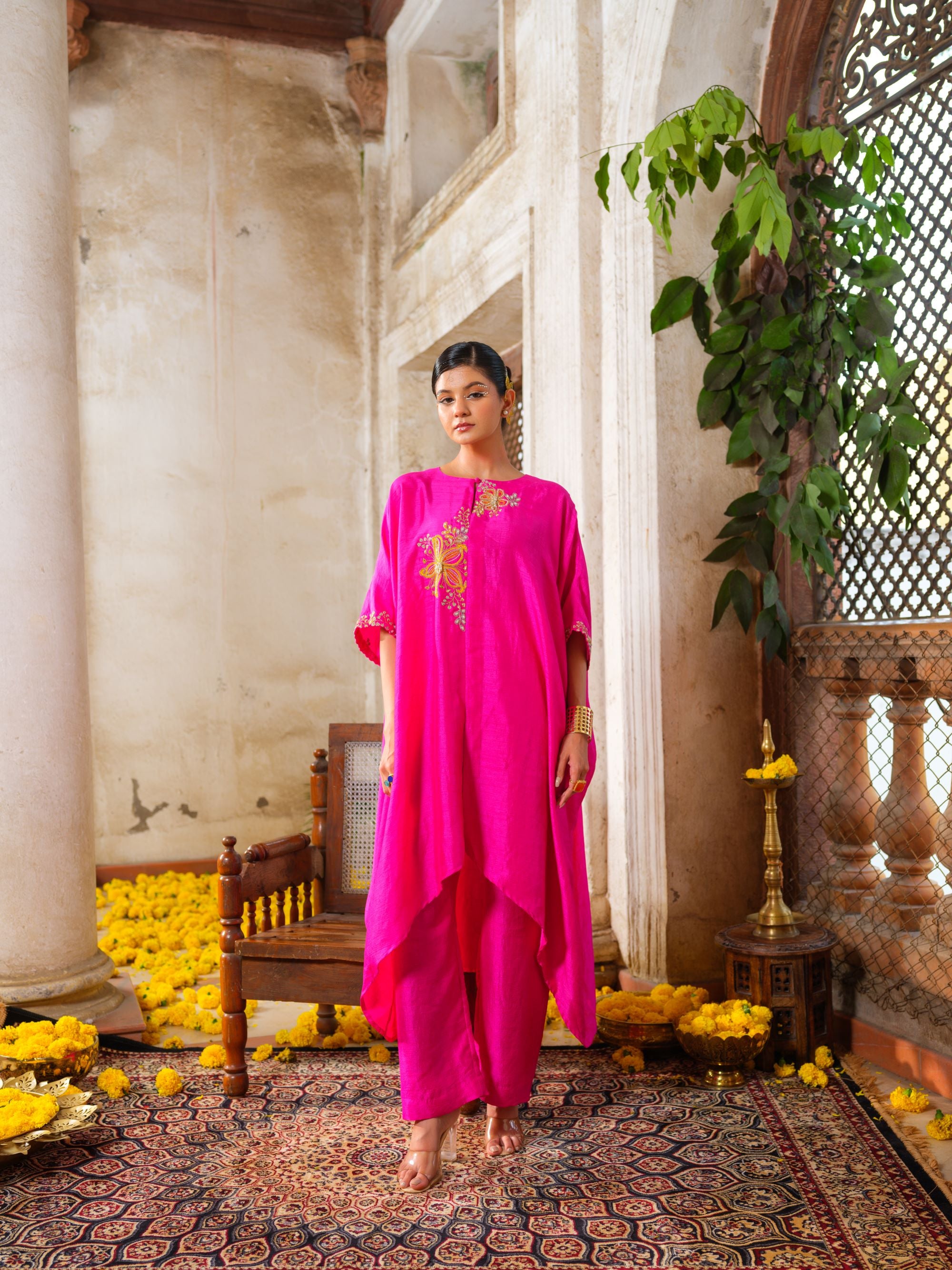 Hot Pink Kaftan Tunic Set