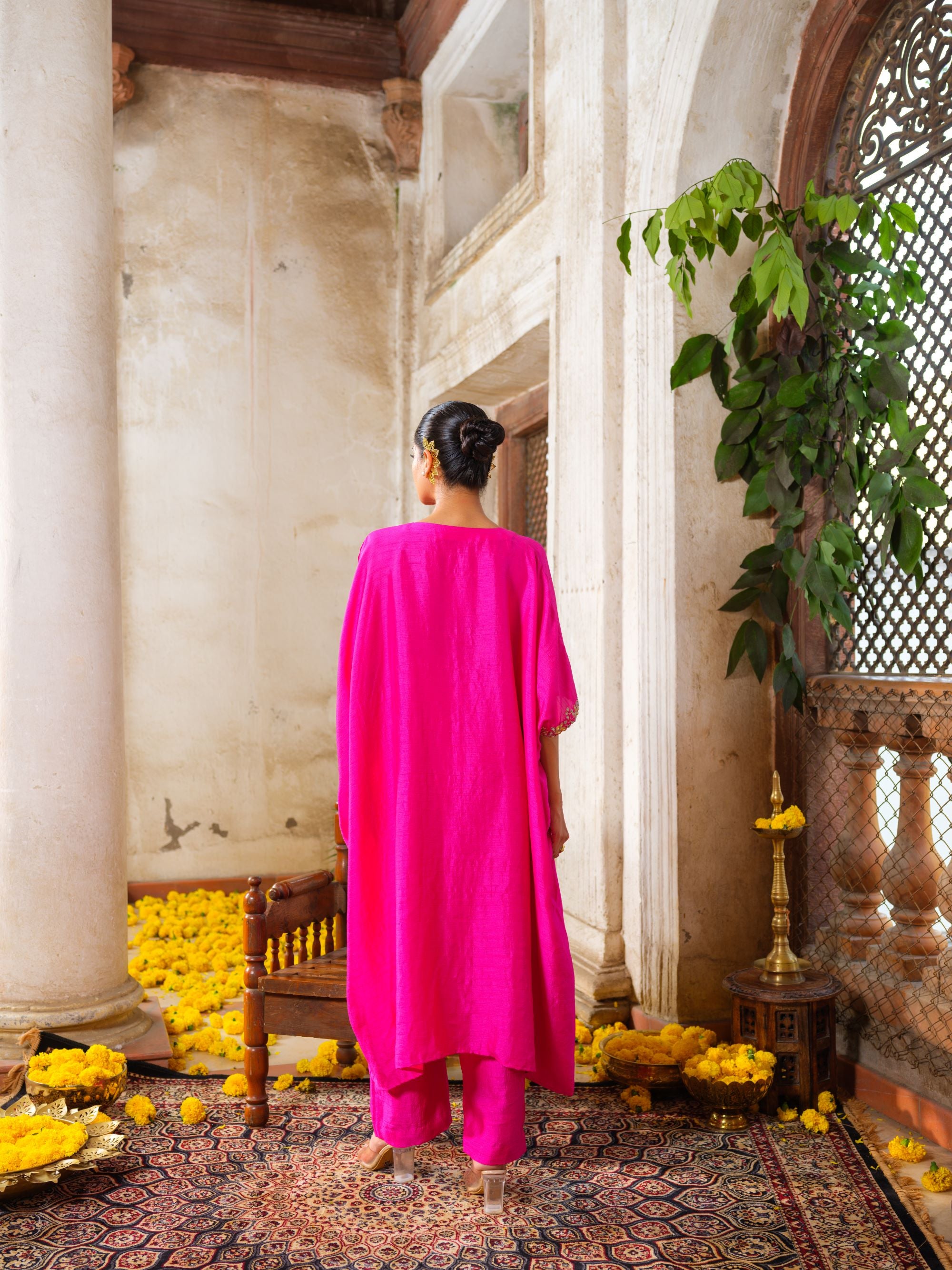 Hot Pink Kaftan Tunic Set