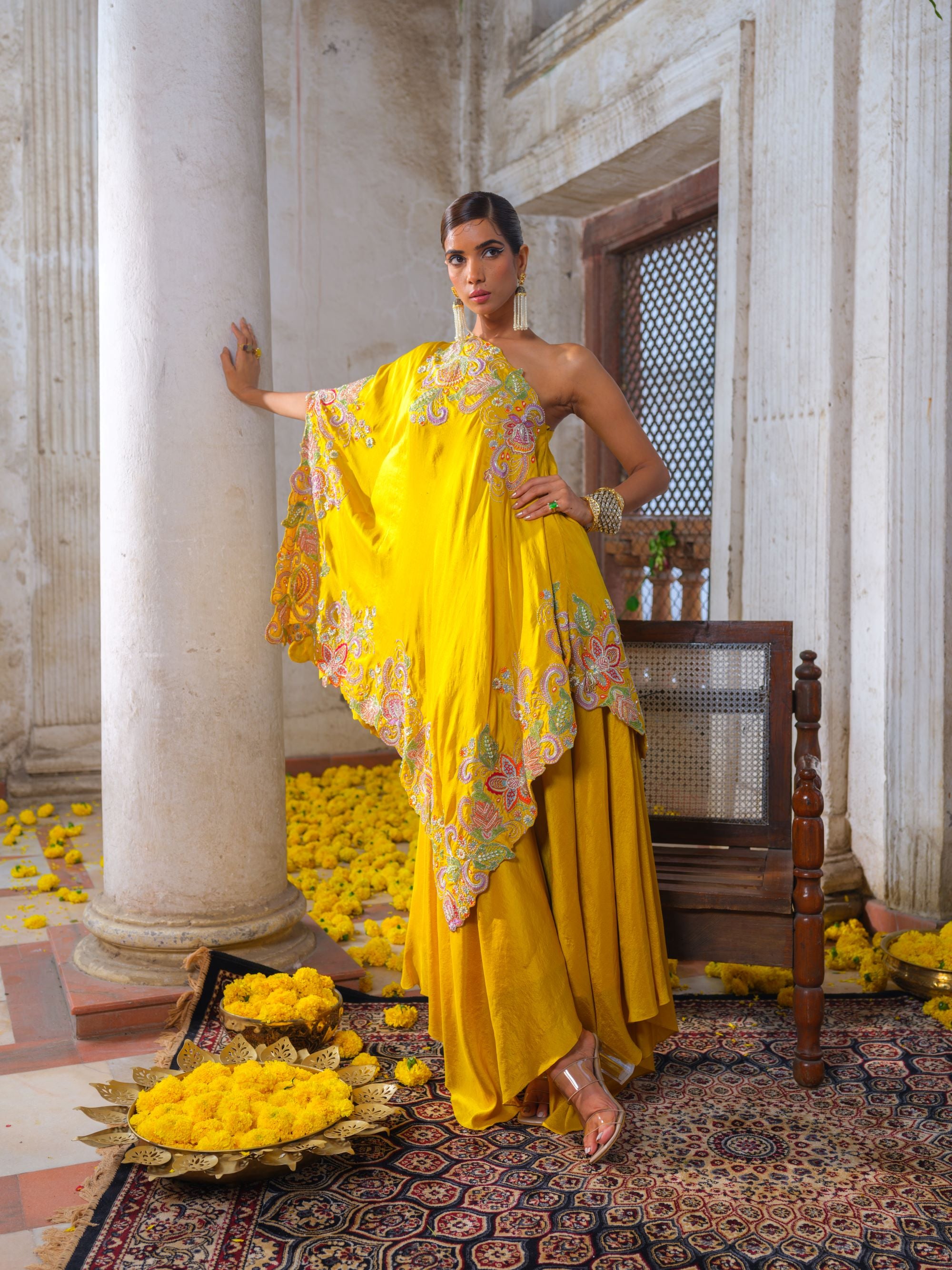 Mustard Kaftan Set