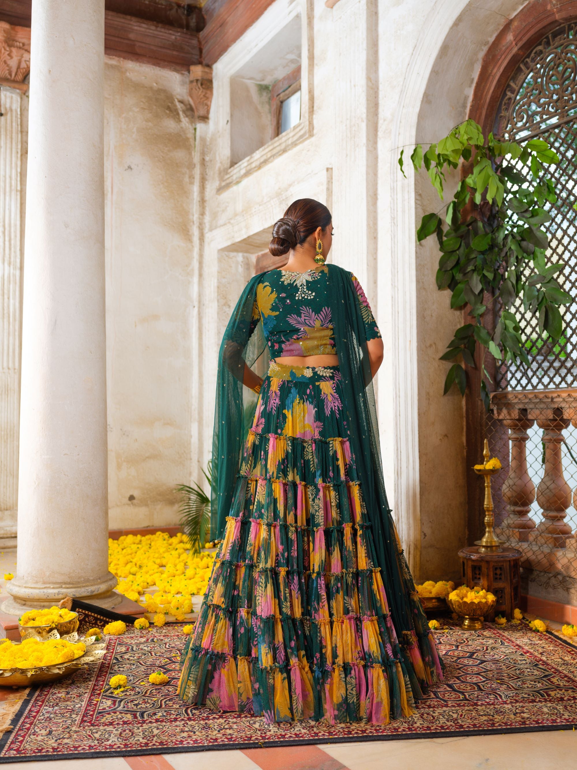 Emerald Tiered Lehenga Set