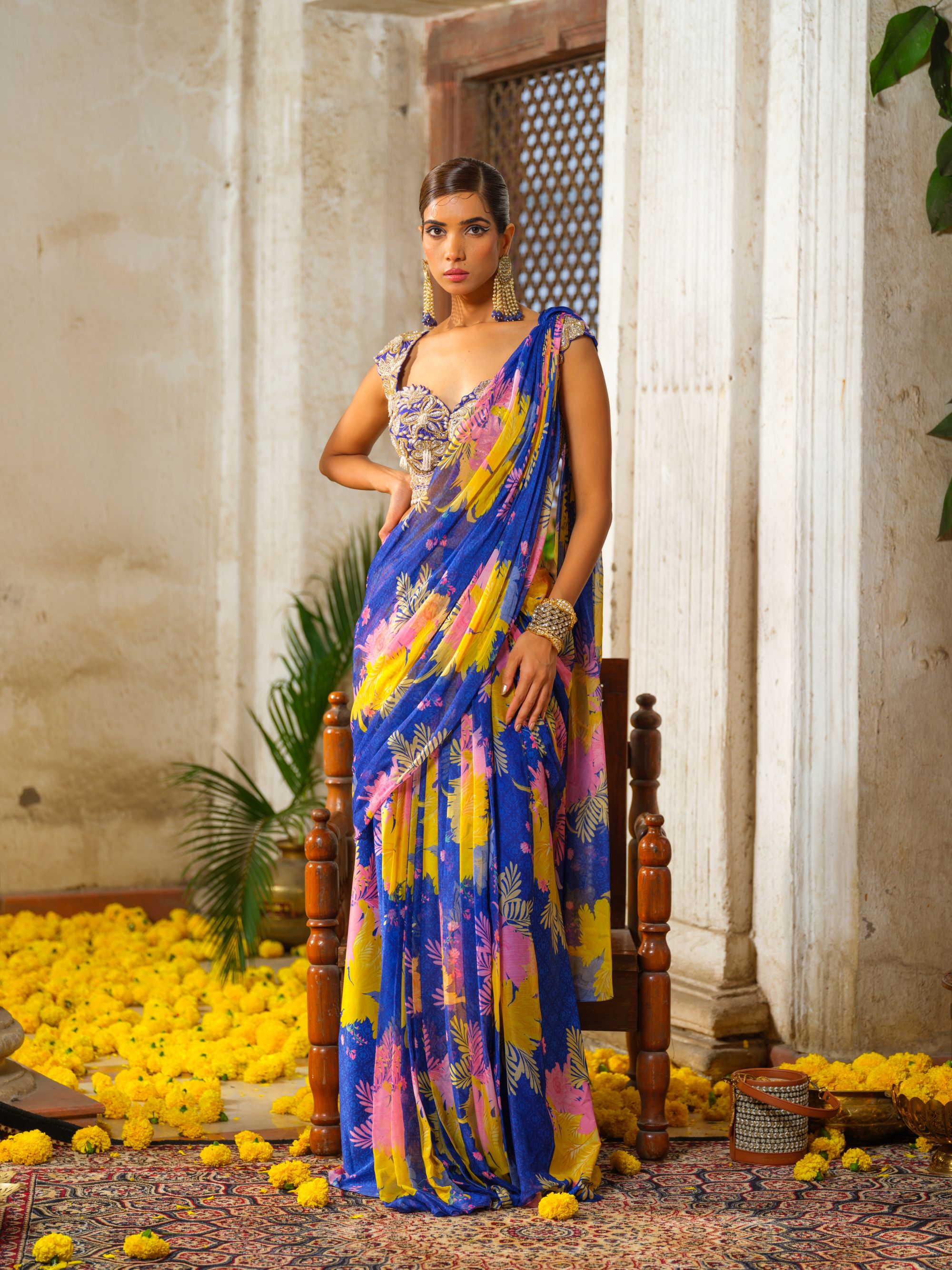 Royal Blue Draped Saree