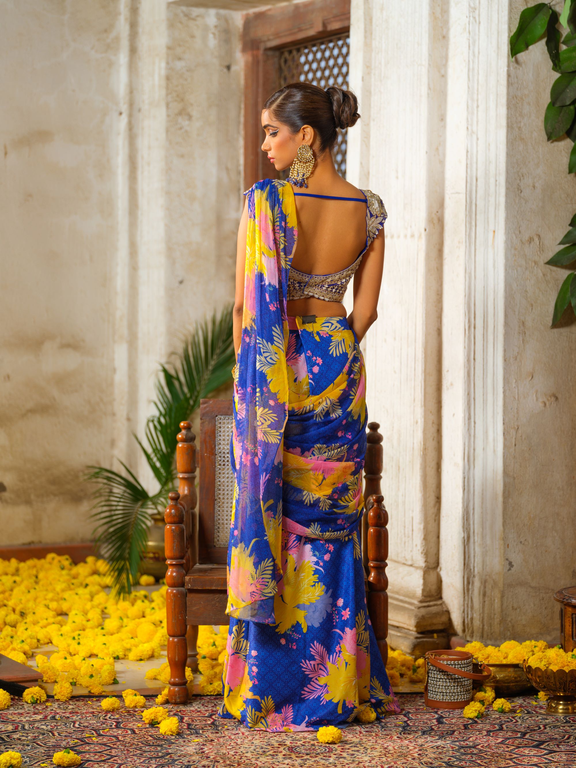 Royal Blue Draped Saree