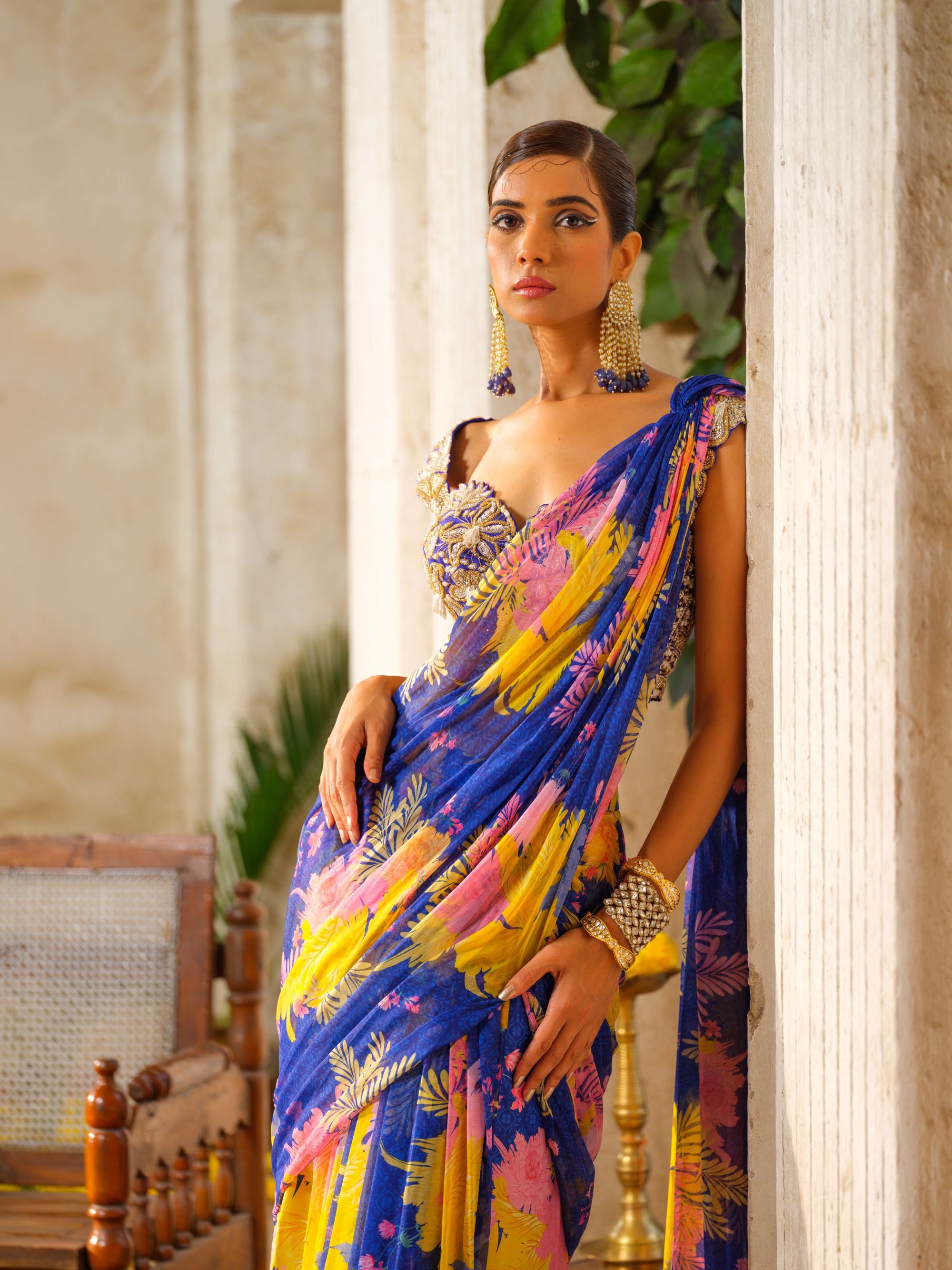 Royal Blue Draped Saree